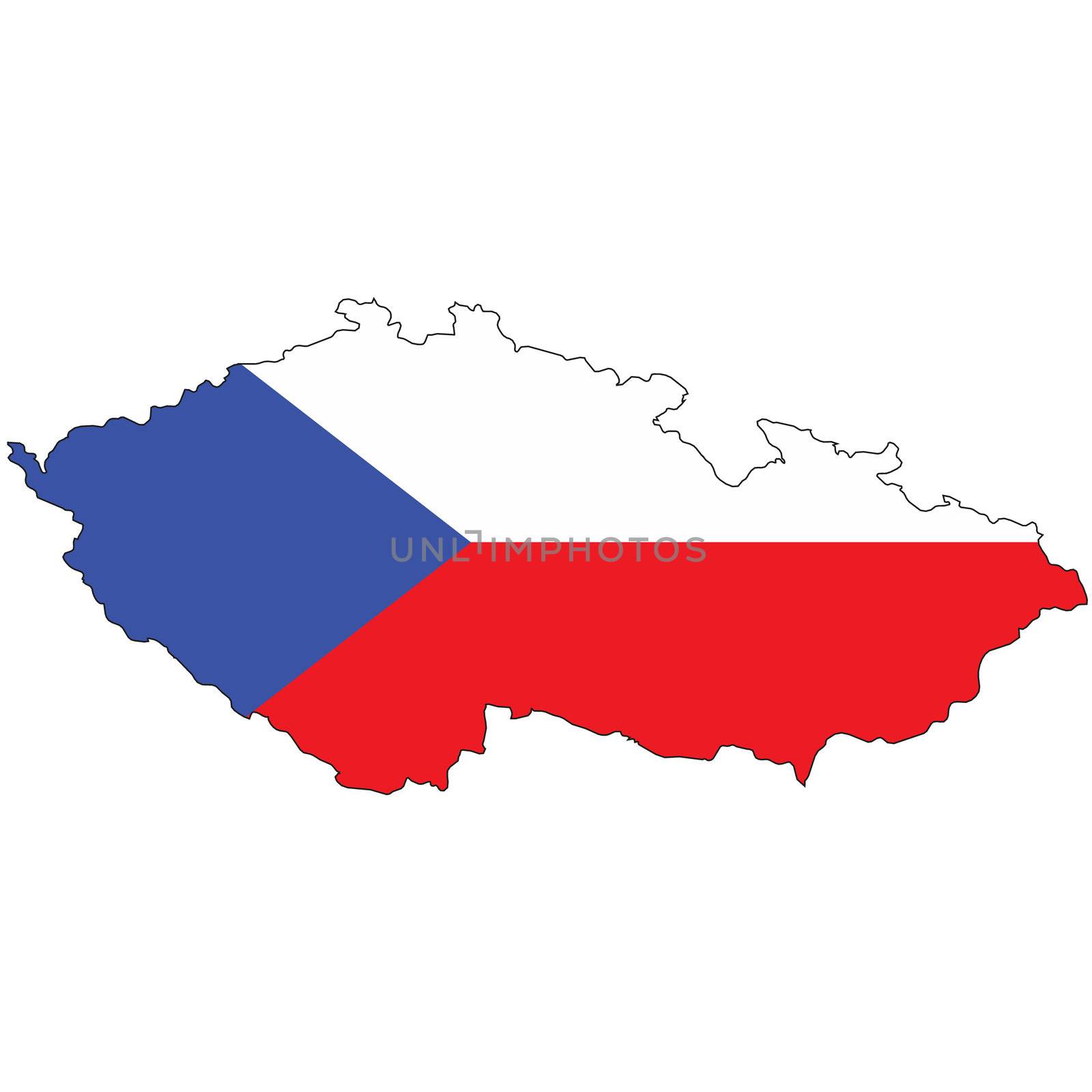 Country outline with the flag of Czech Republic by DragonEyeMedia