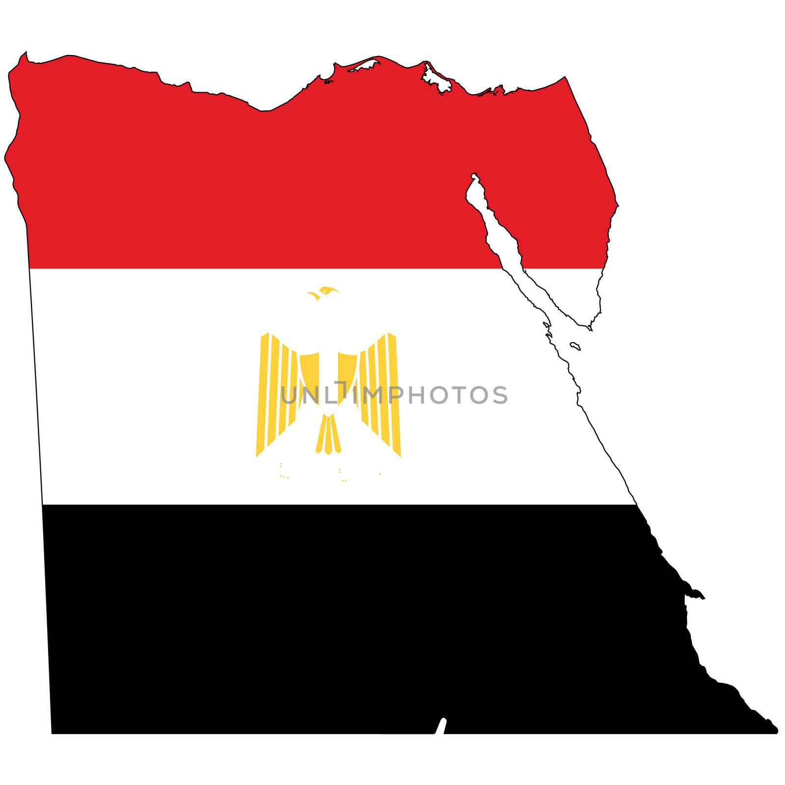 Country outline with the flag of Egypt by DragonEyeMedia