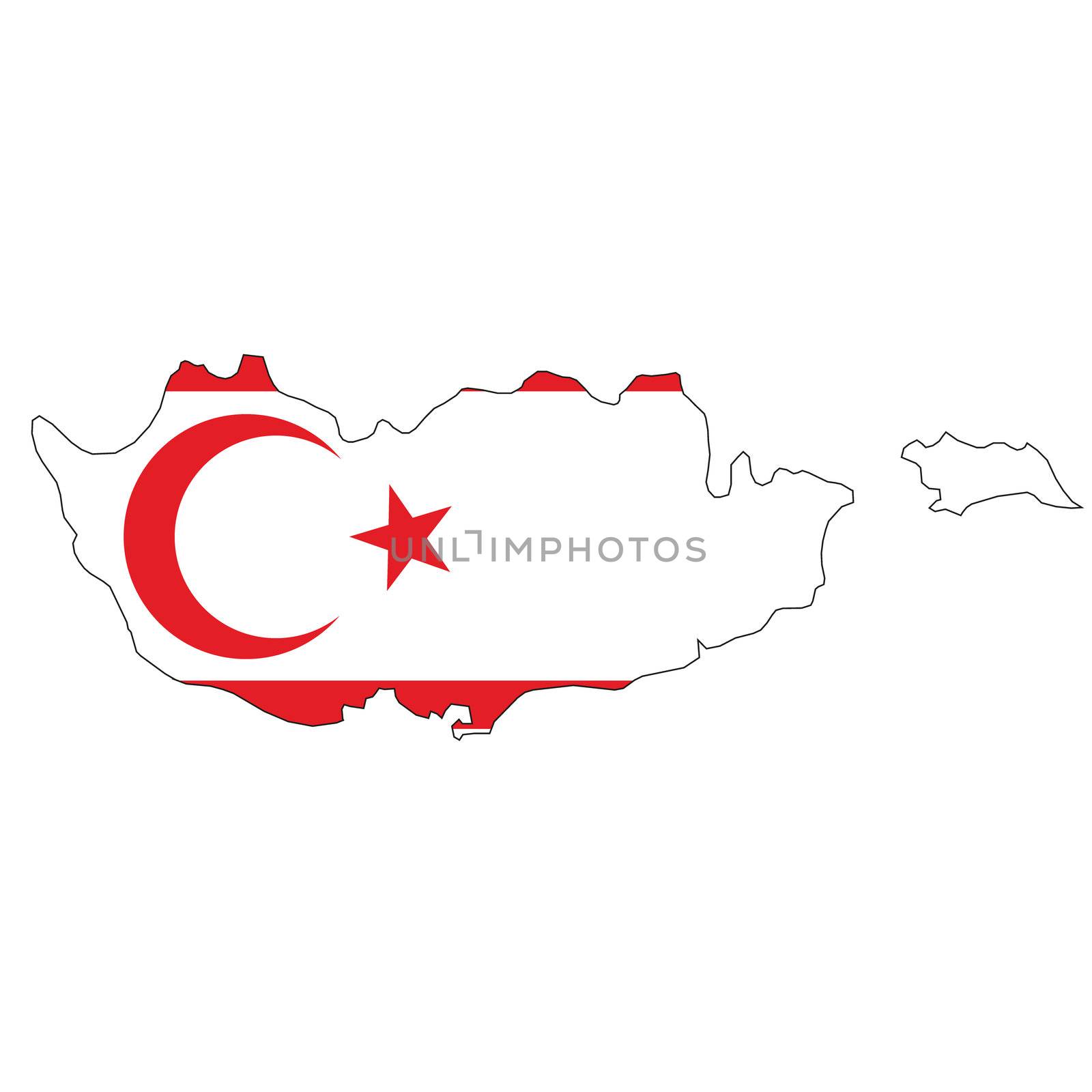 Country outline with the flag of Cyprus in it