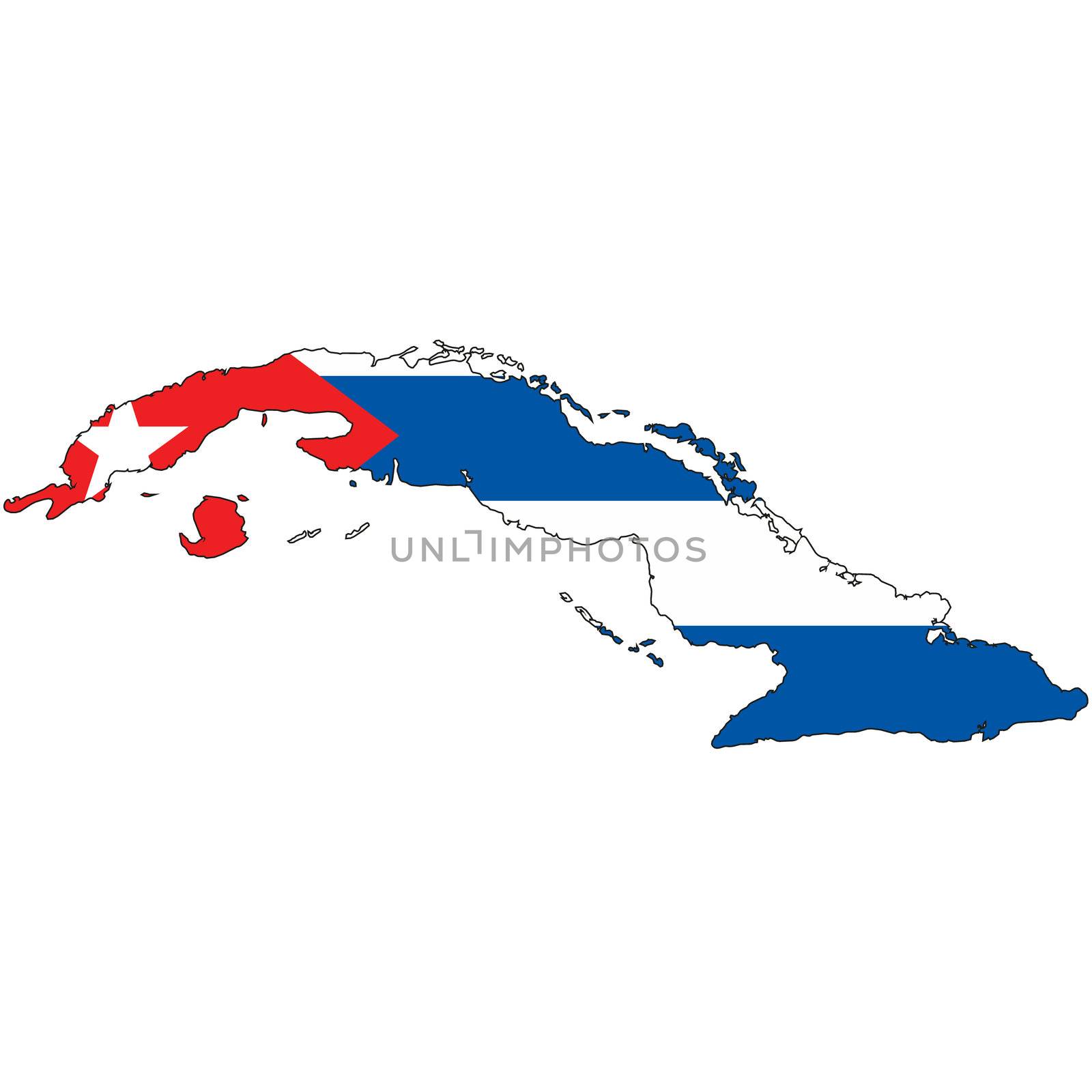 Country outline with the flag of Cuba by DragonEyeMedia