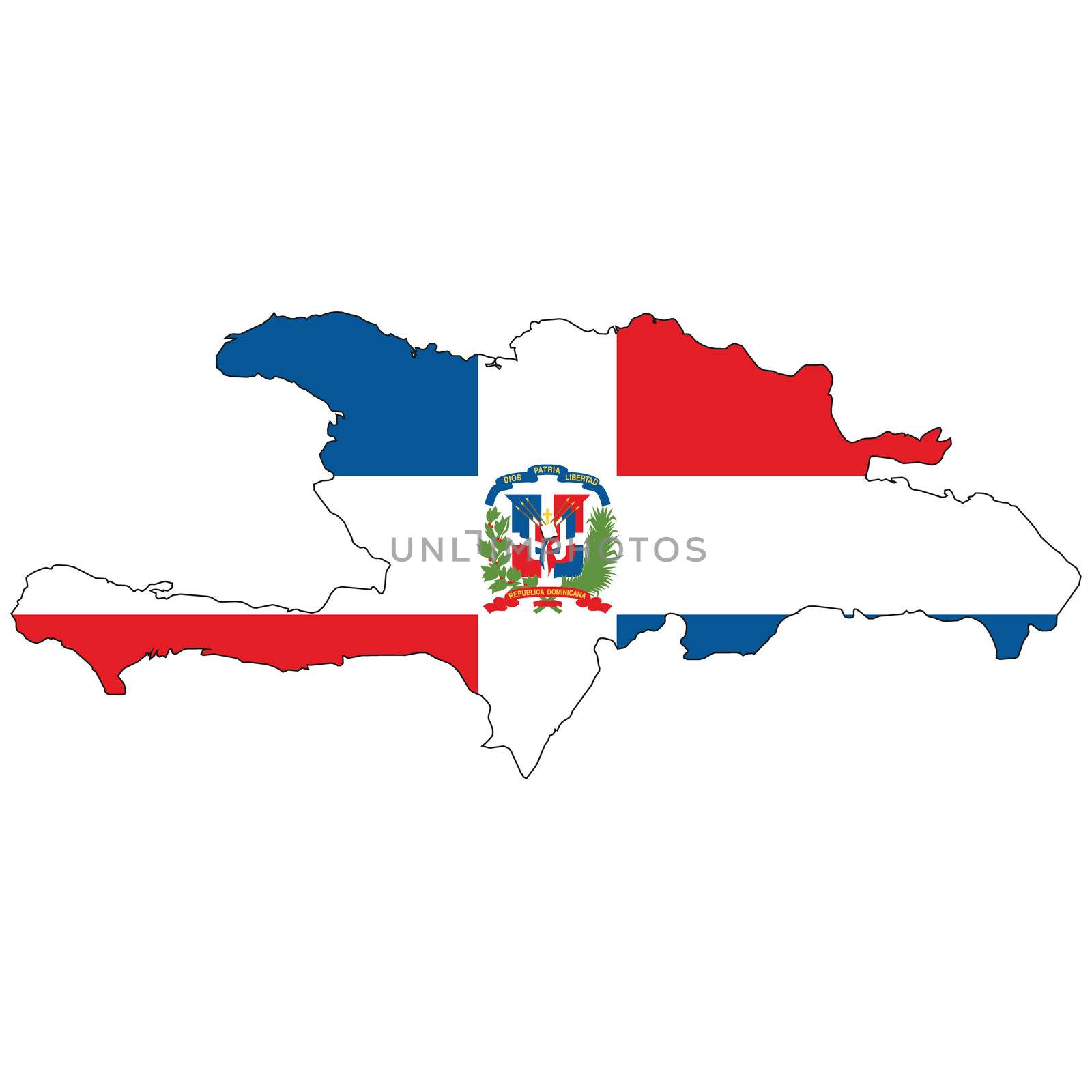 Country outline with the flag of Dominican Republic in it