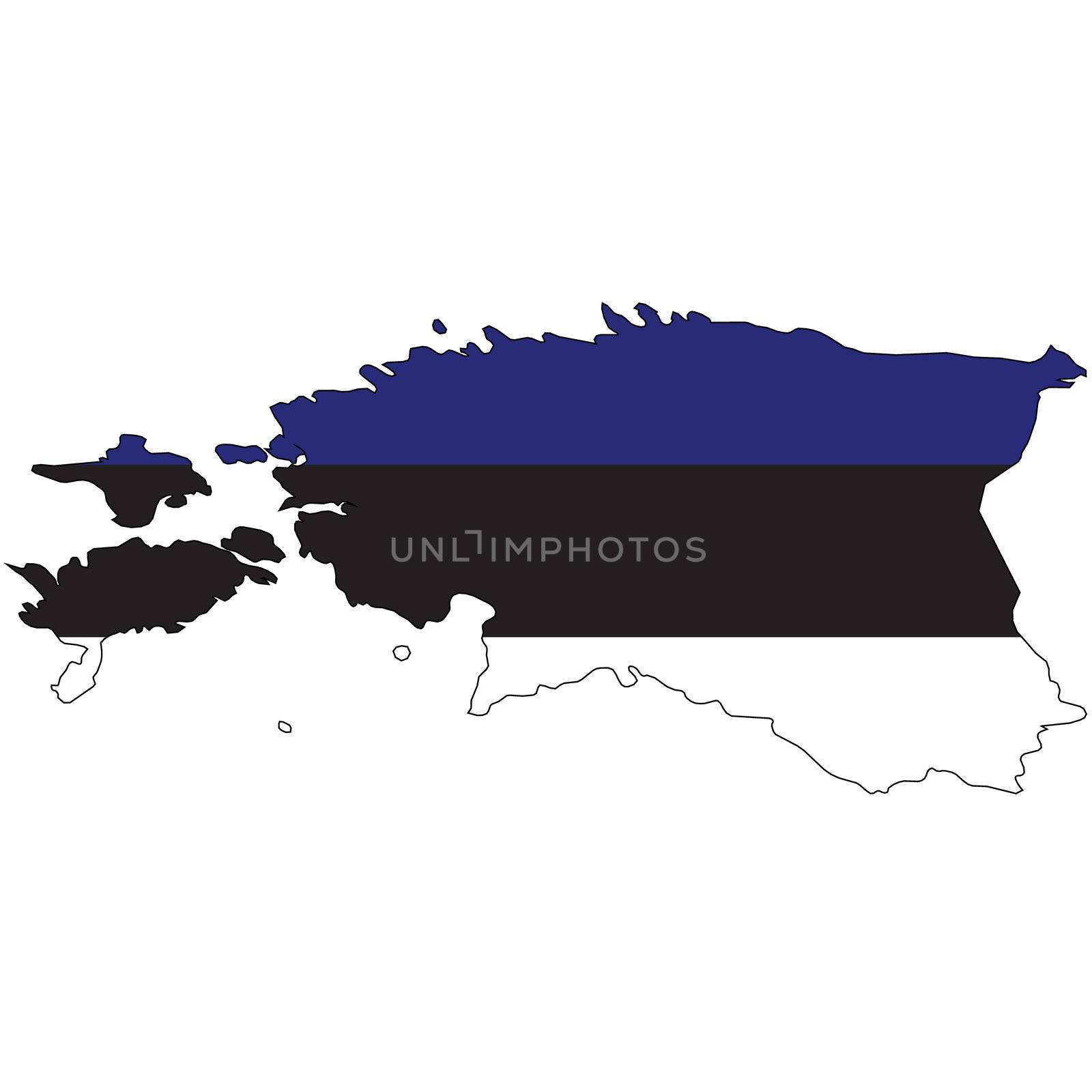 Country outline with the flag of Estonia in it