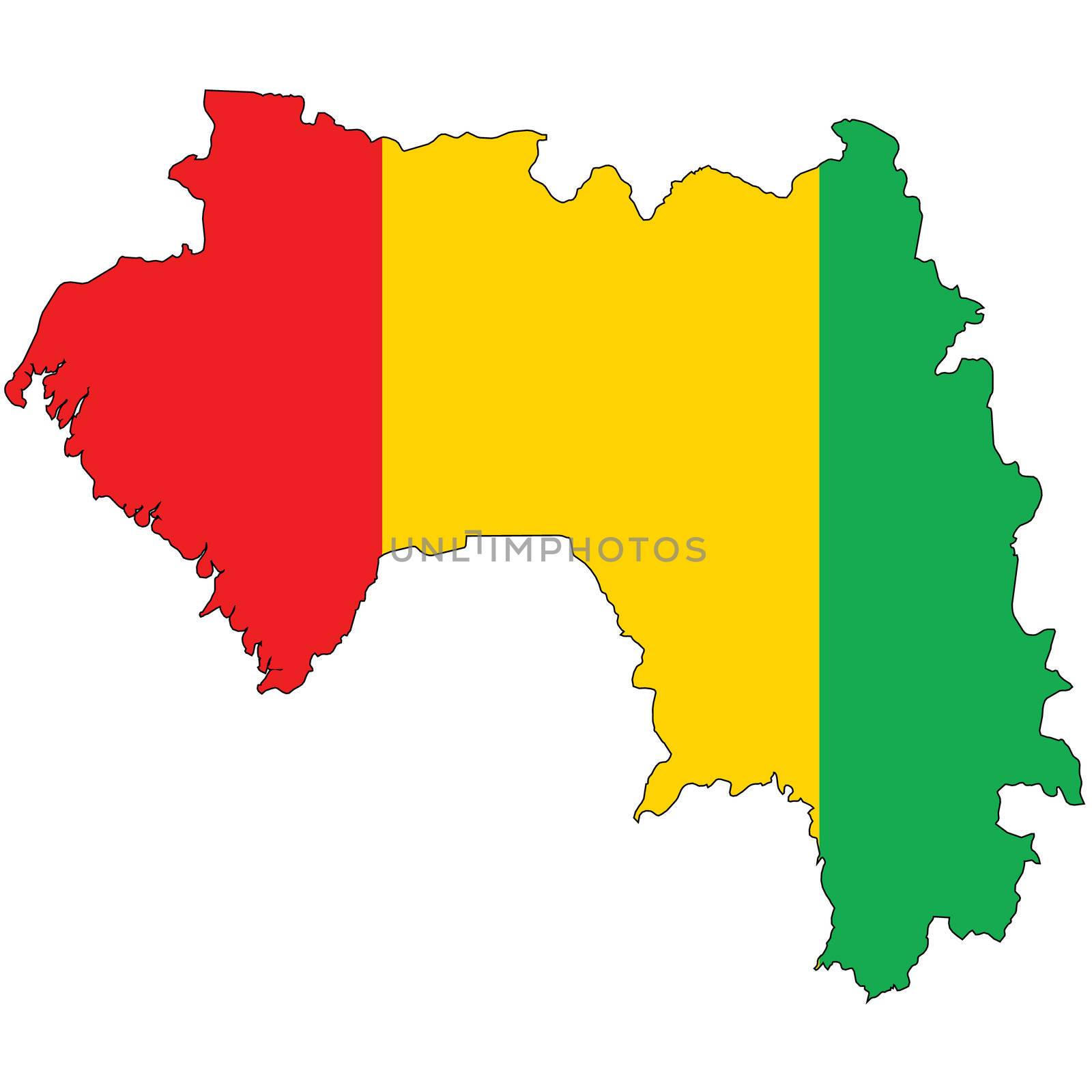 Country outline with the flag of Guinea by DragonEyeMedia