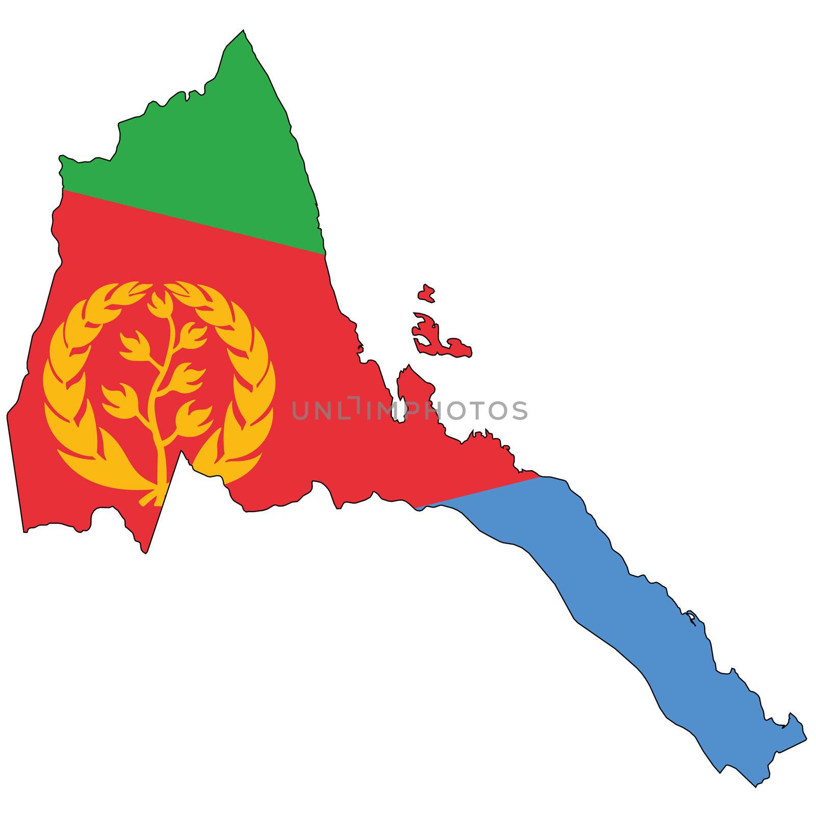 Country outline with the flag of Eritrea in it