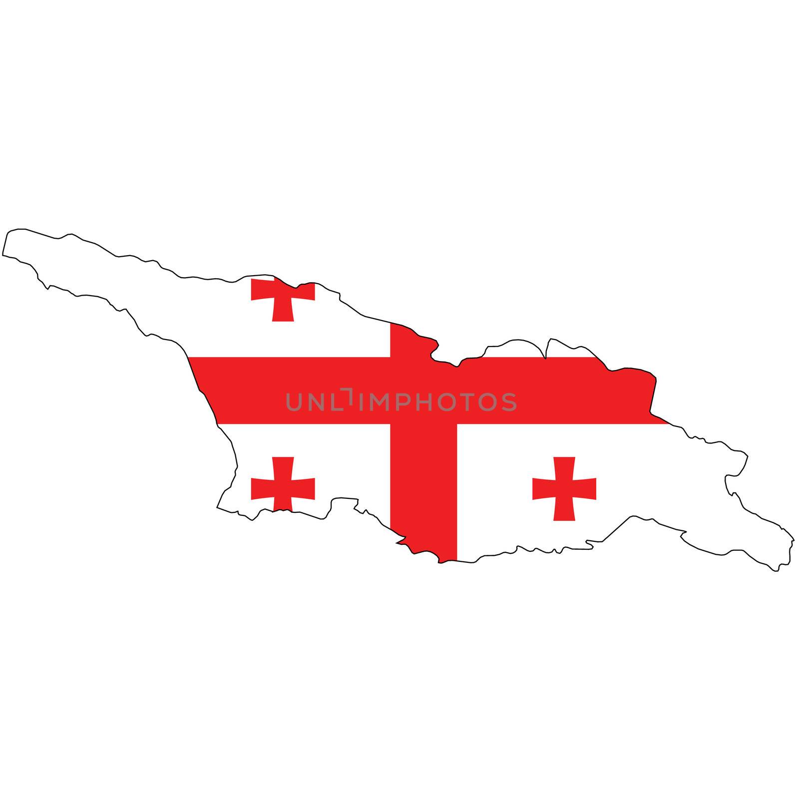 Country outline with the flag of Georgia in it