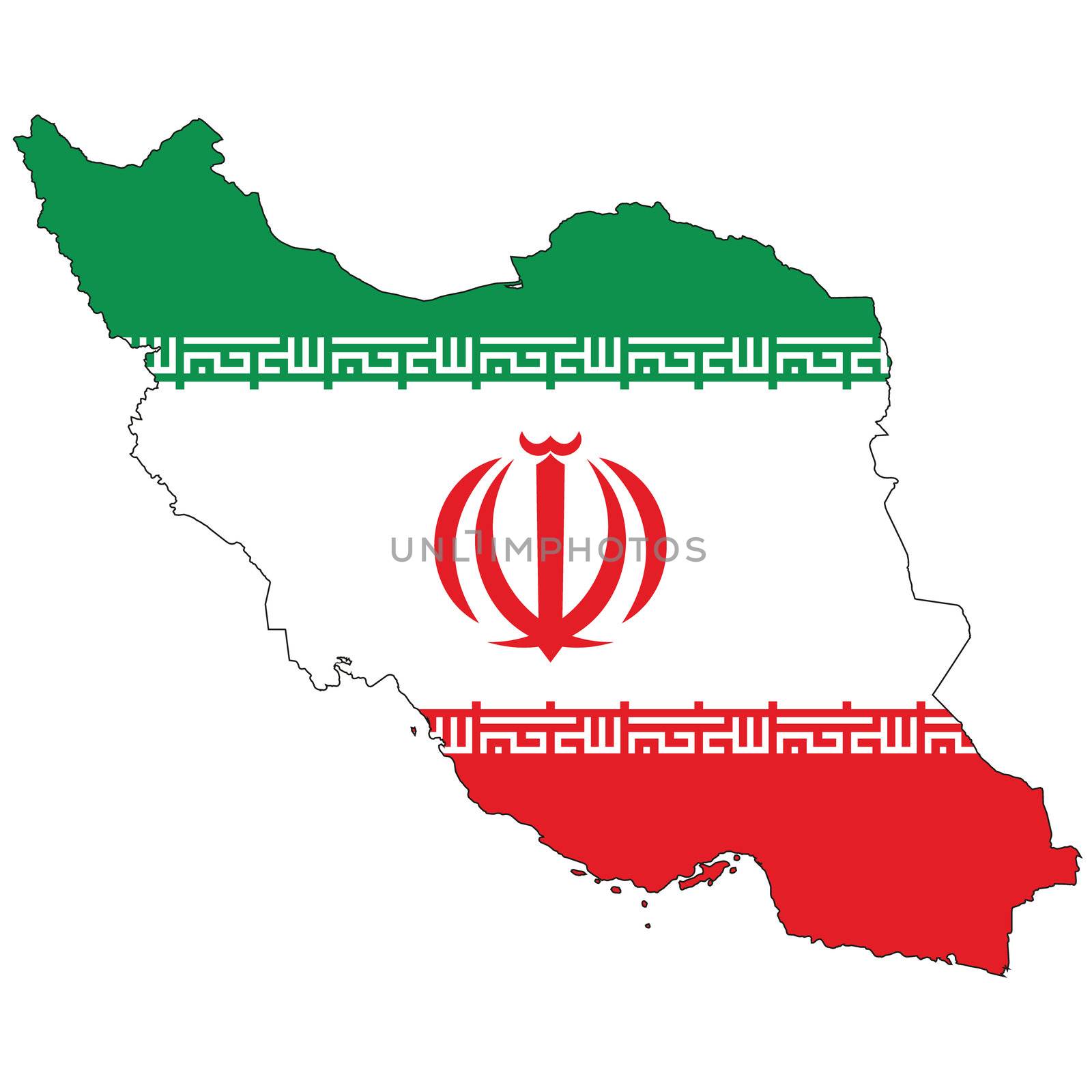 Country outline with the flag of Iran by DragonEyeMedia