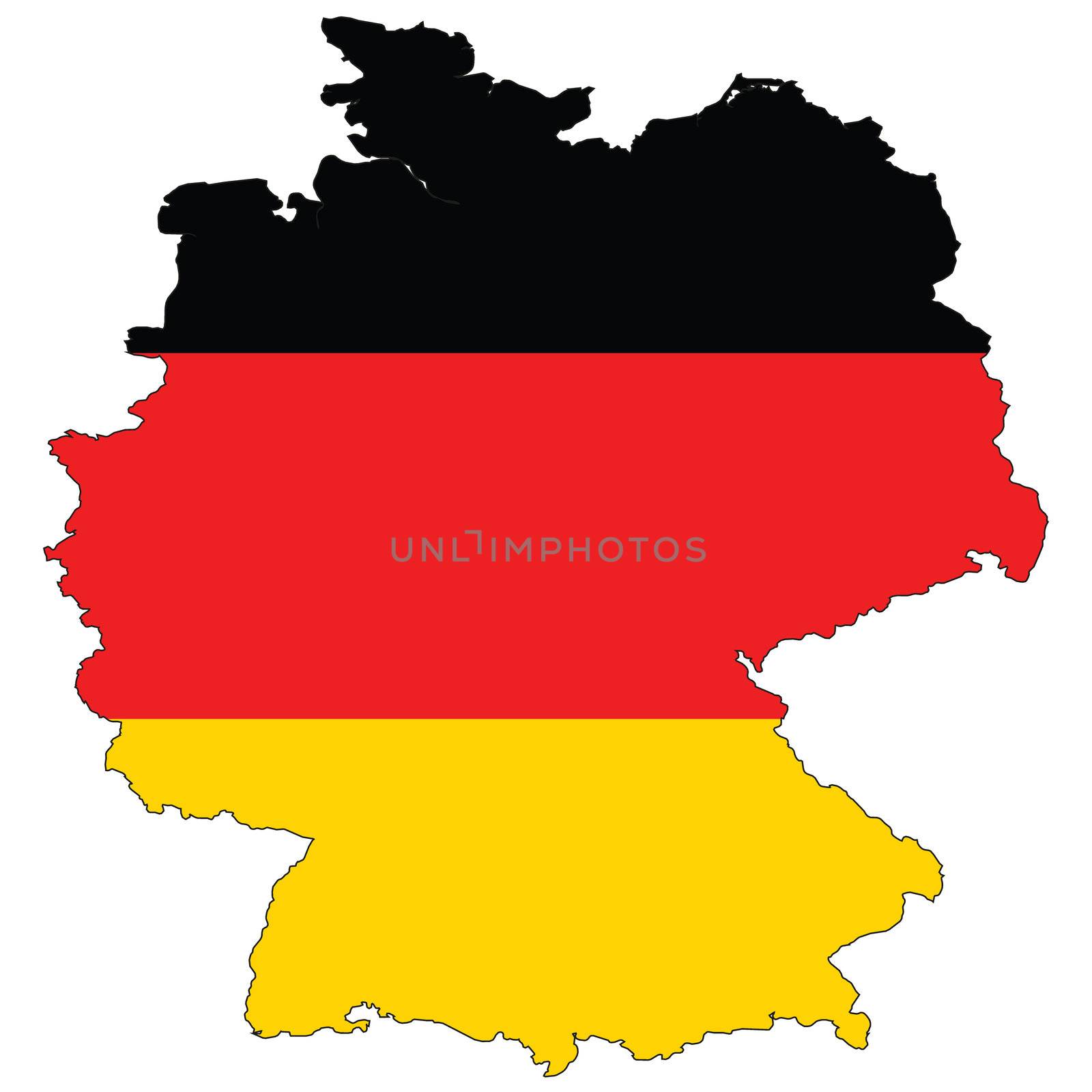 Country outline with the flag of Germany by DragonEyeMedia