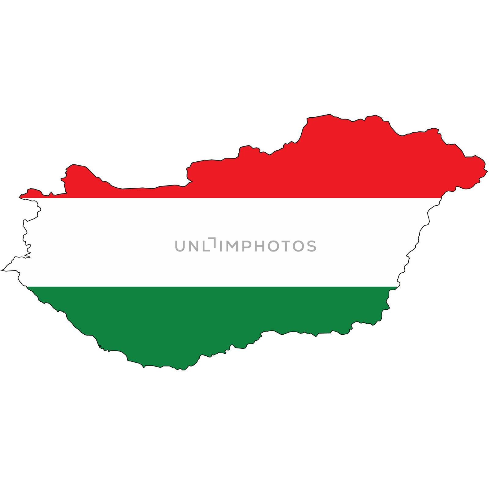 Country outline with the flag of Hungary in it