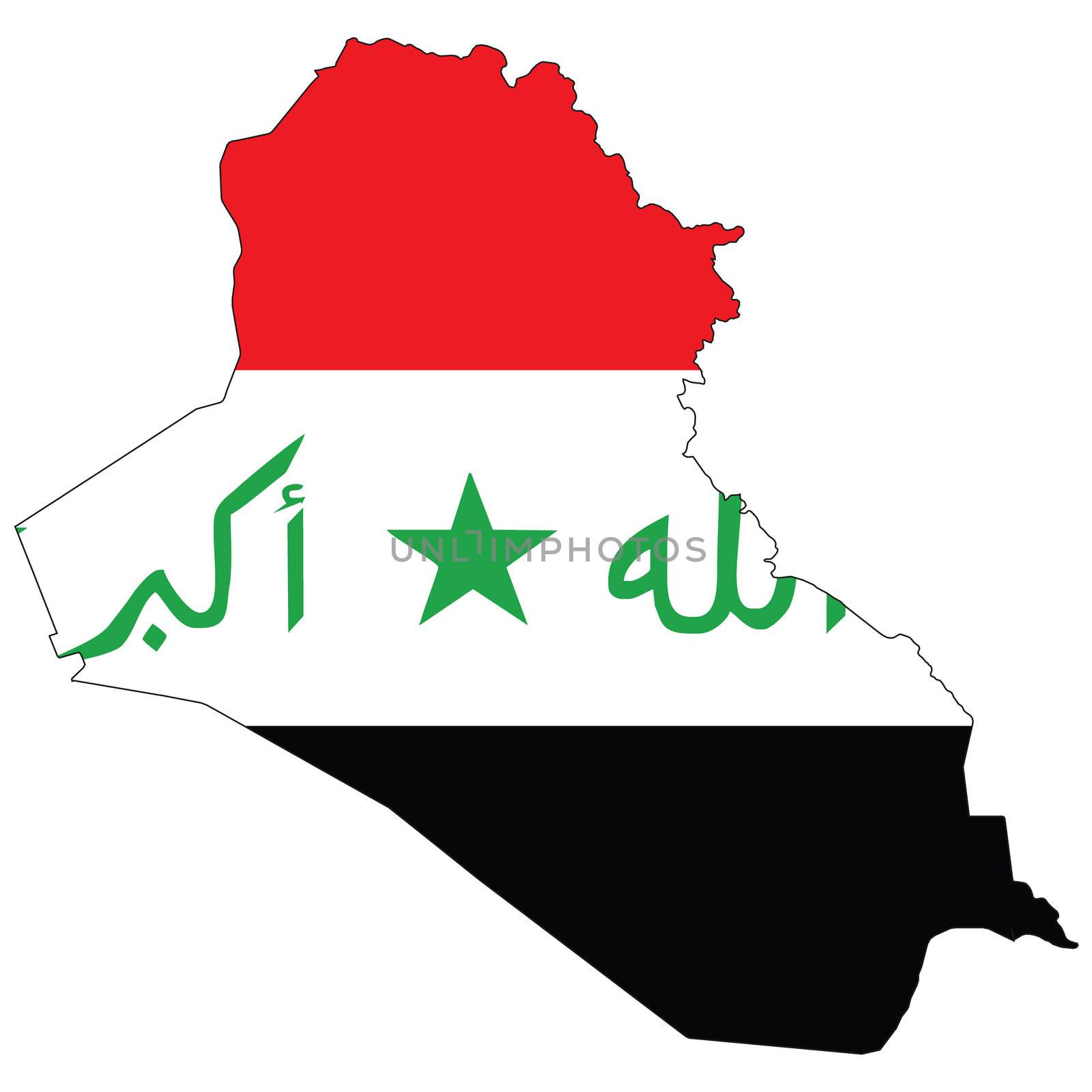 Country outline with the flag of Iraq by DragonEyeMedia