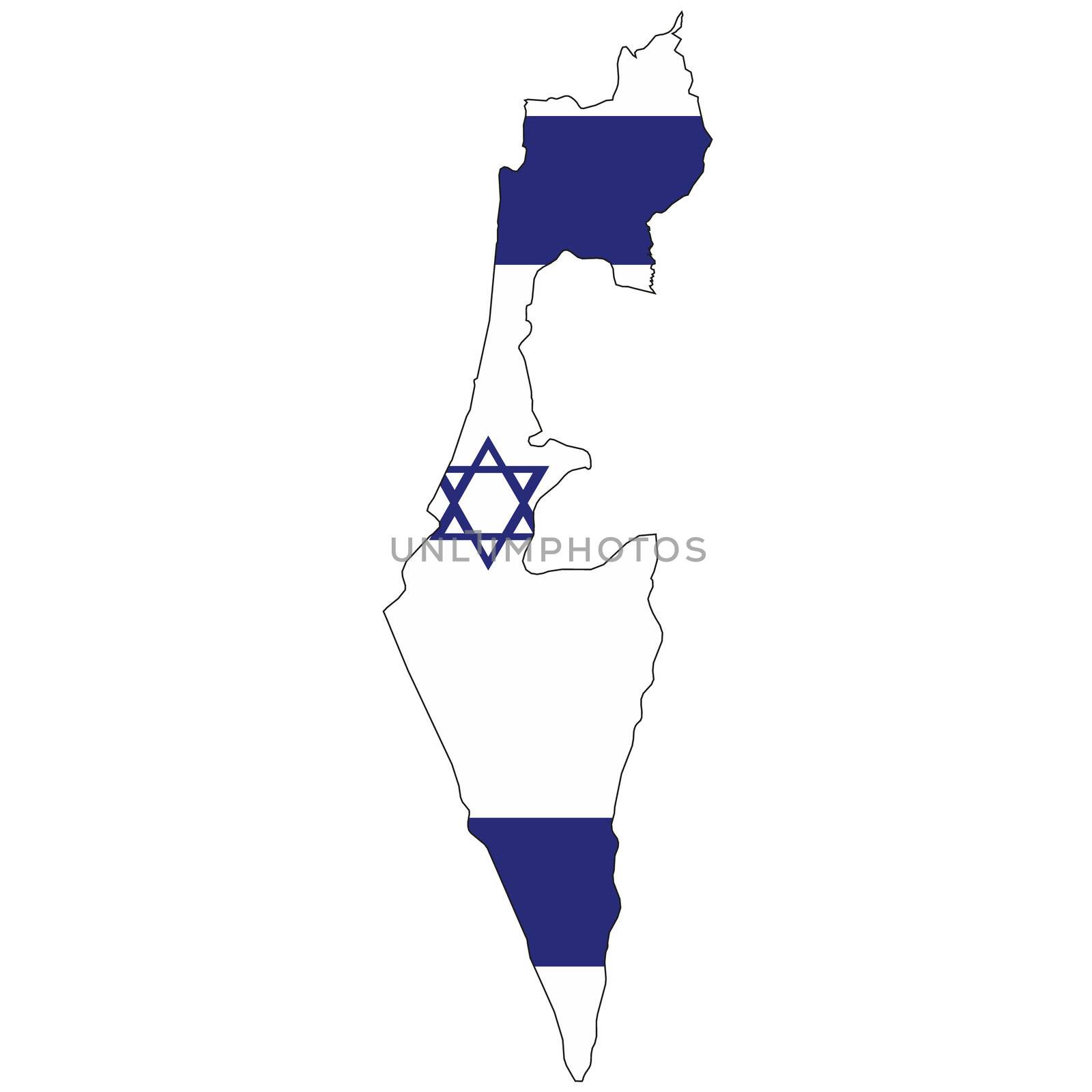 Country outline with the flag of Israel by DragonEyeMedia