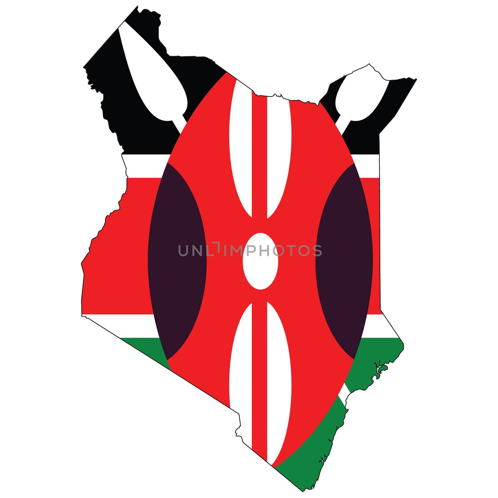 Country outline with the flag of Kenya in it