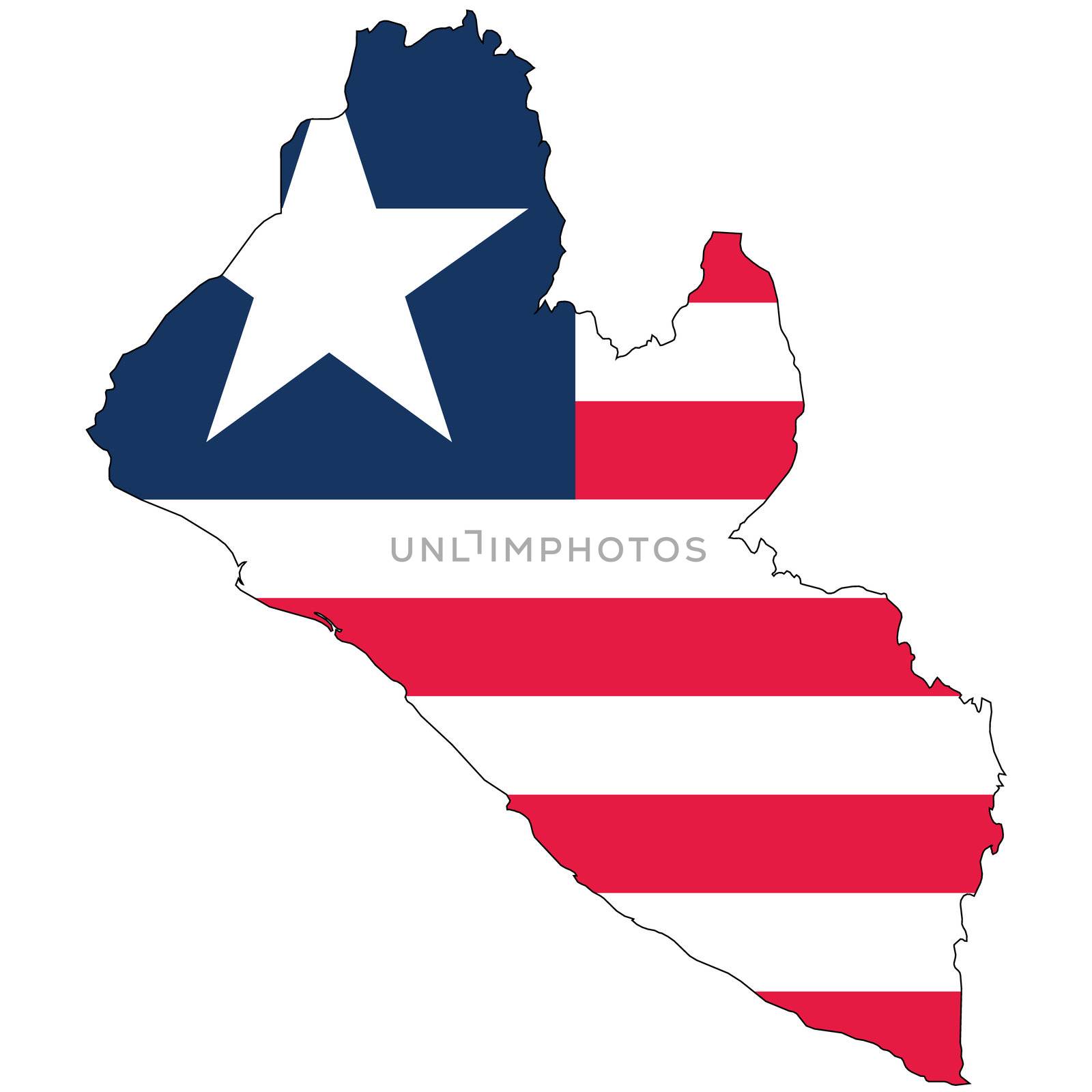 Country outline with the flag of Liberia in it