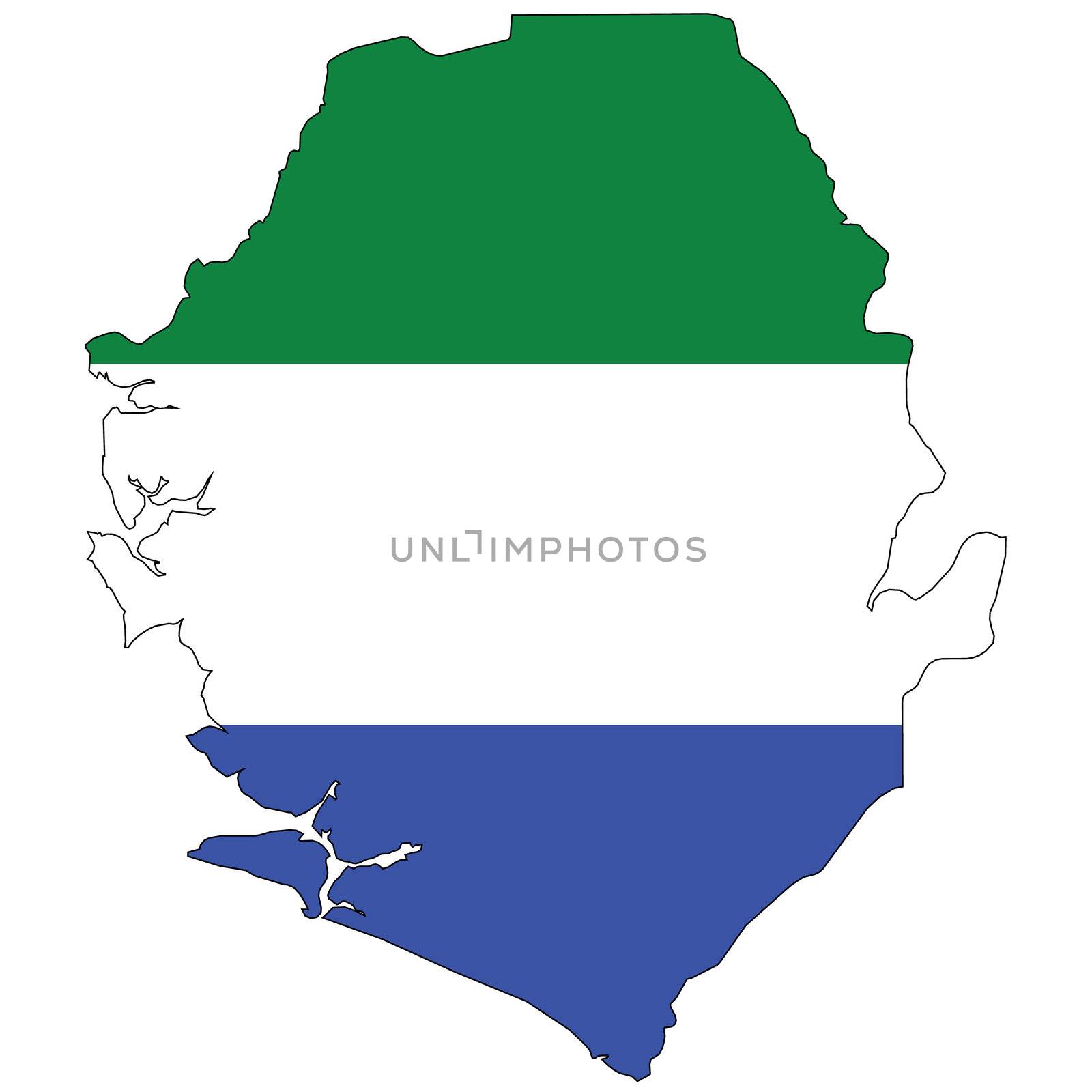 Country outline with the flag of Sierra Leone in it