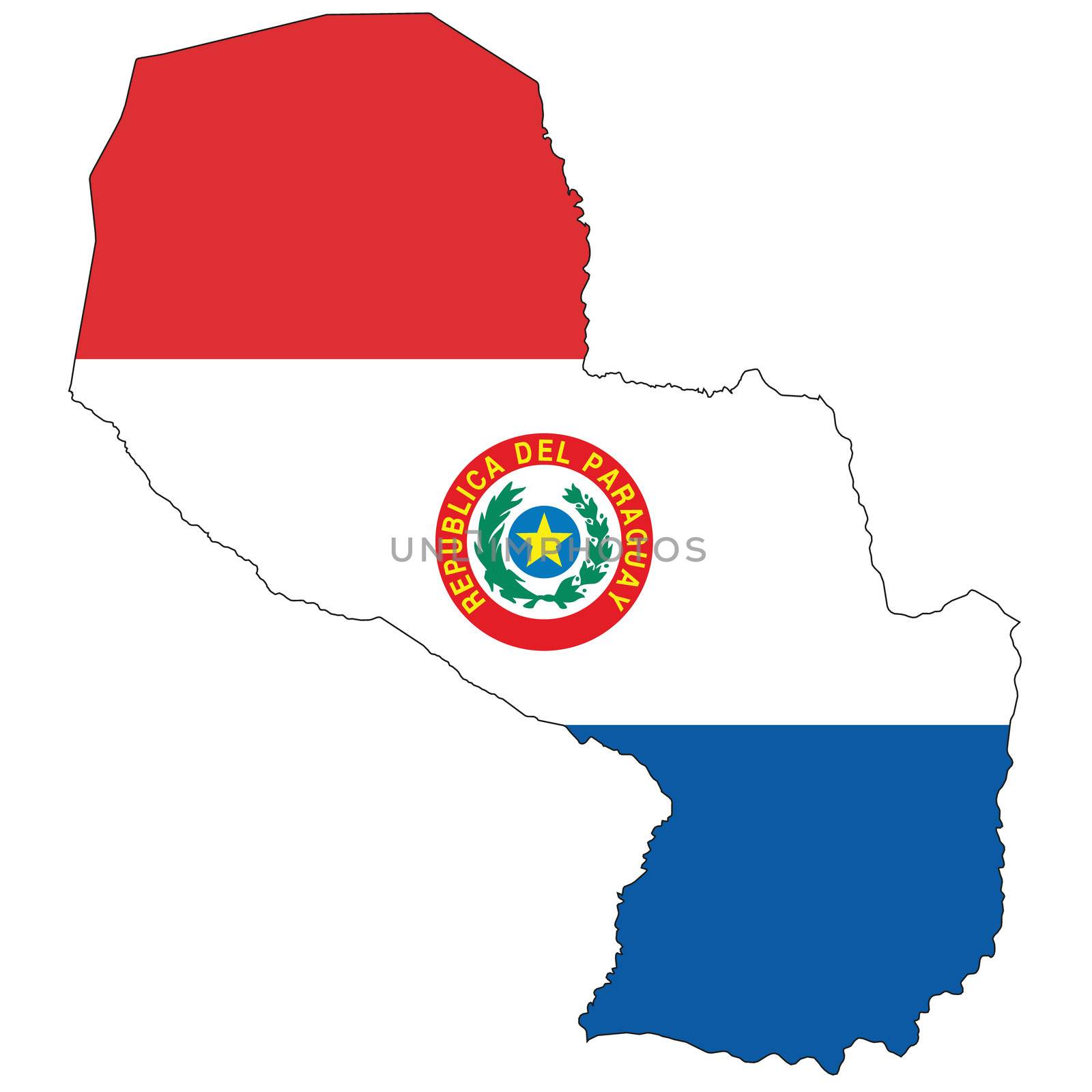Country outline with the flag of Paraguay by DragonEyeMedia