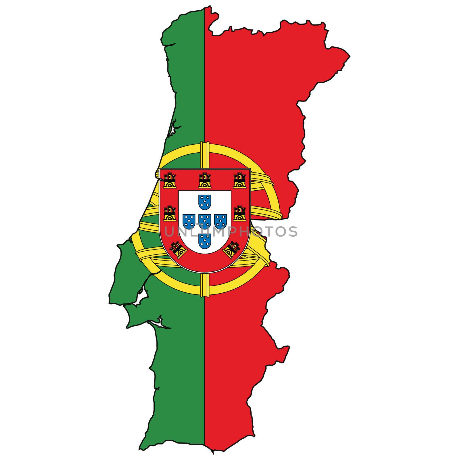 Country outline with the flag of Portugal by DragonEyeMedia