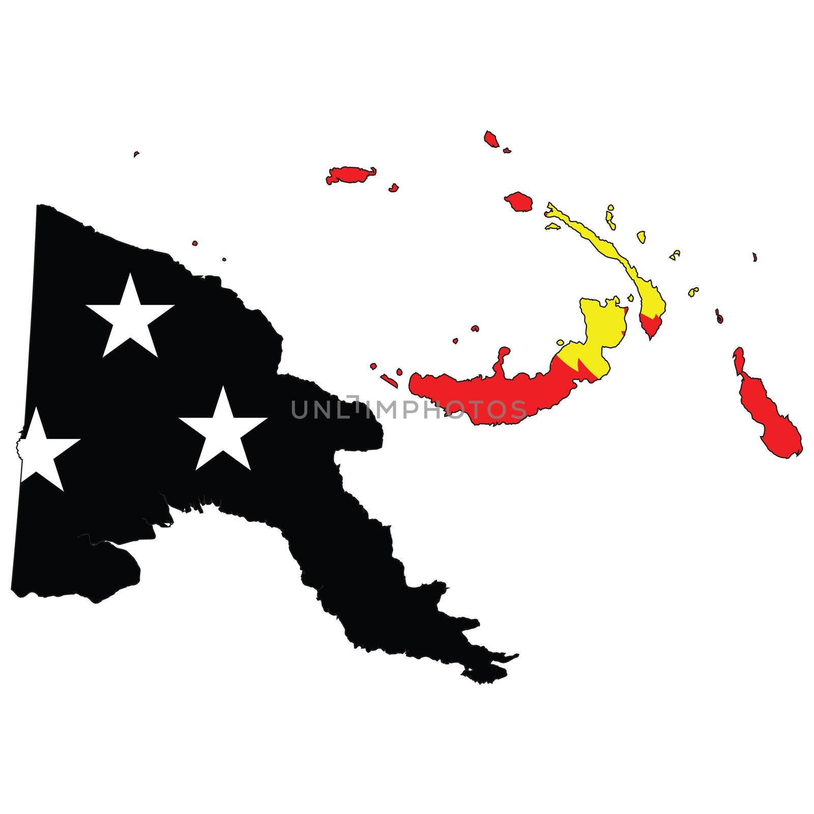 Country outline with the flag of Papua New Guinea in it