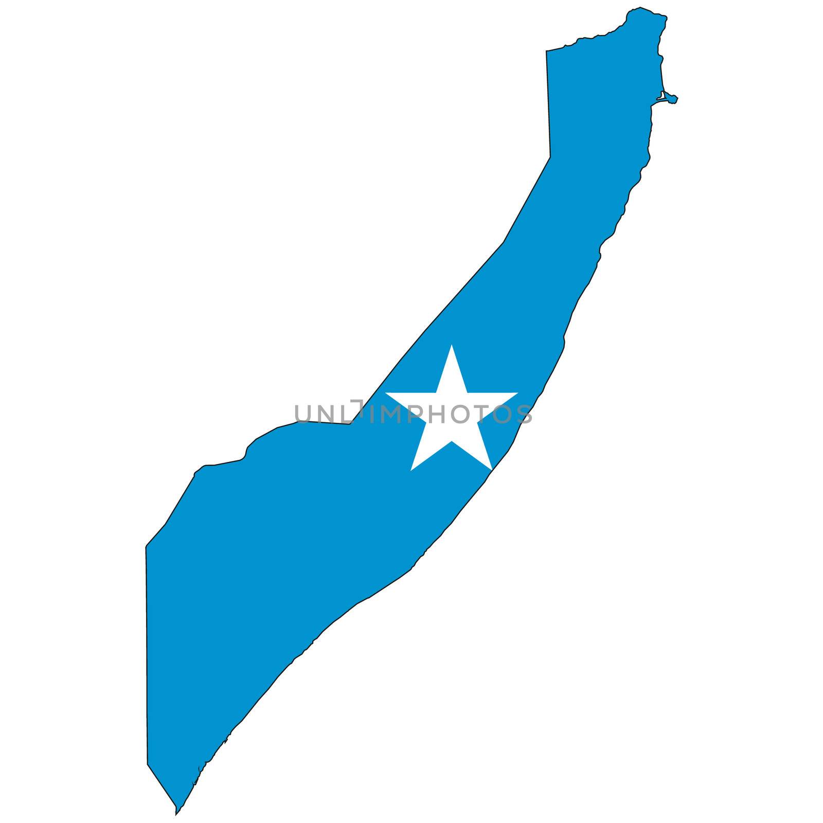 Country outline with the flag of Somalia by DragonEyeMedia