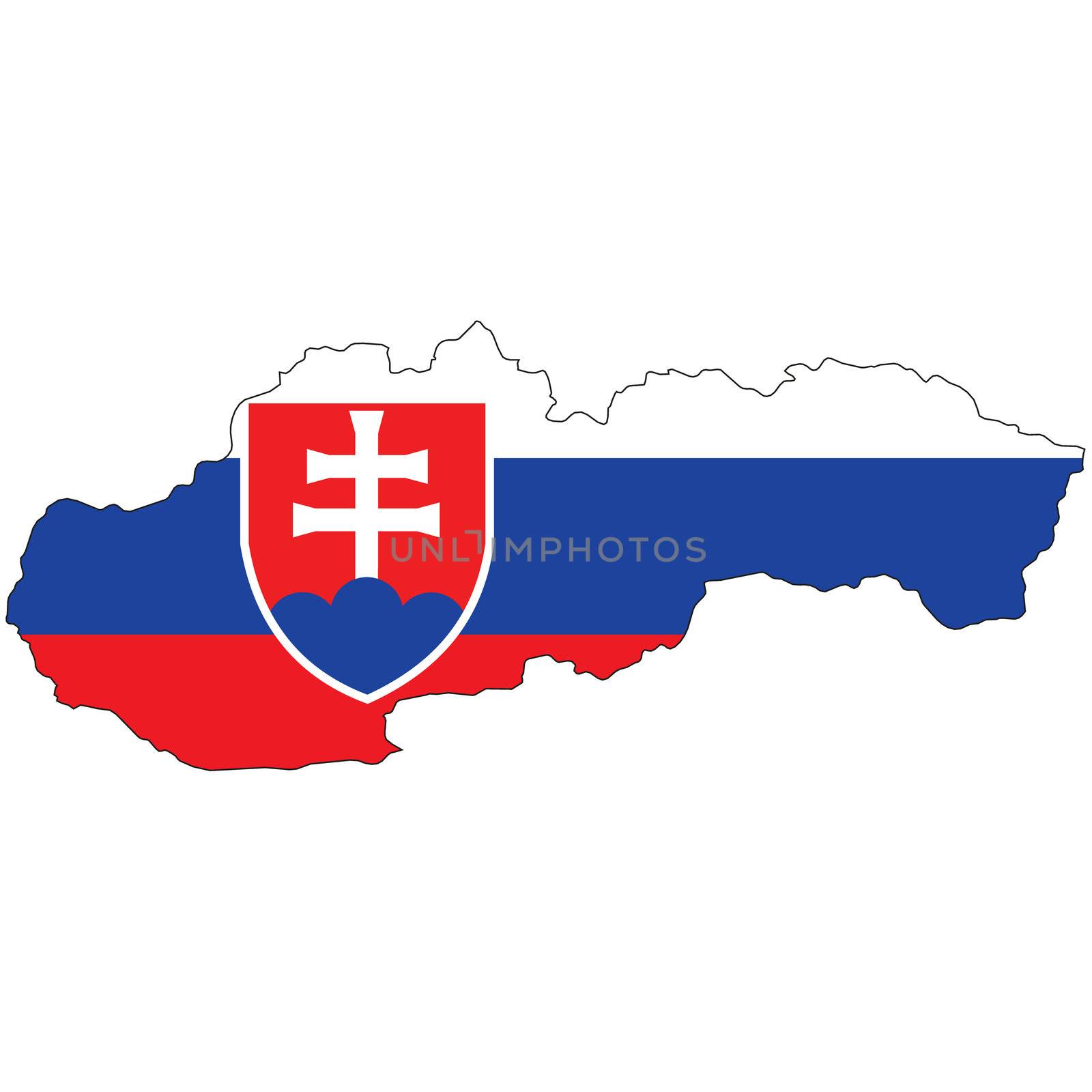 Country outline with the flag of Slovakia in it