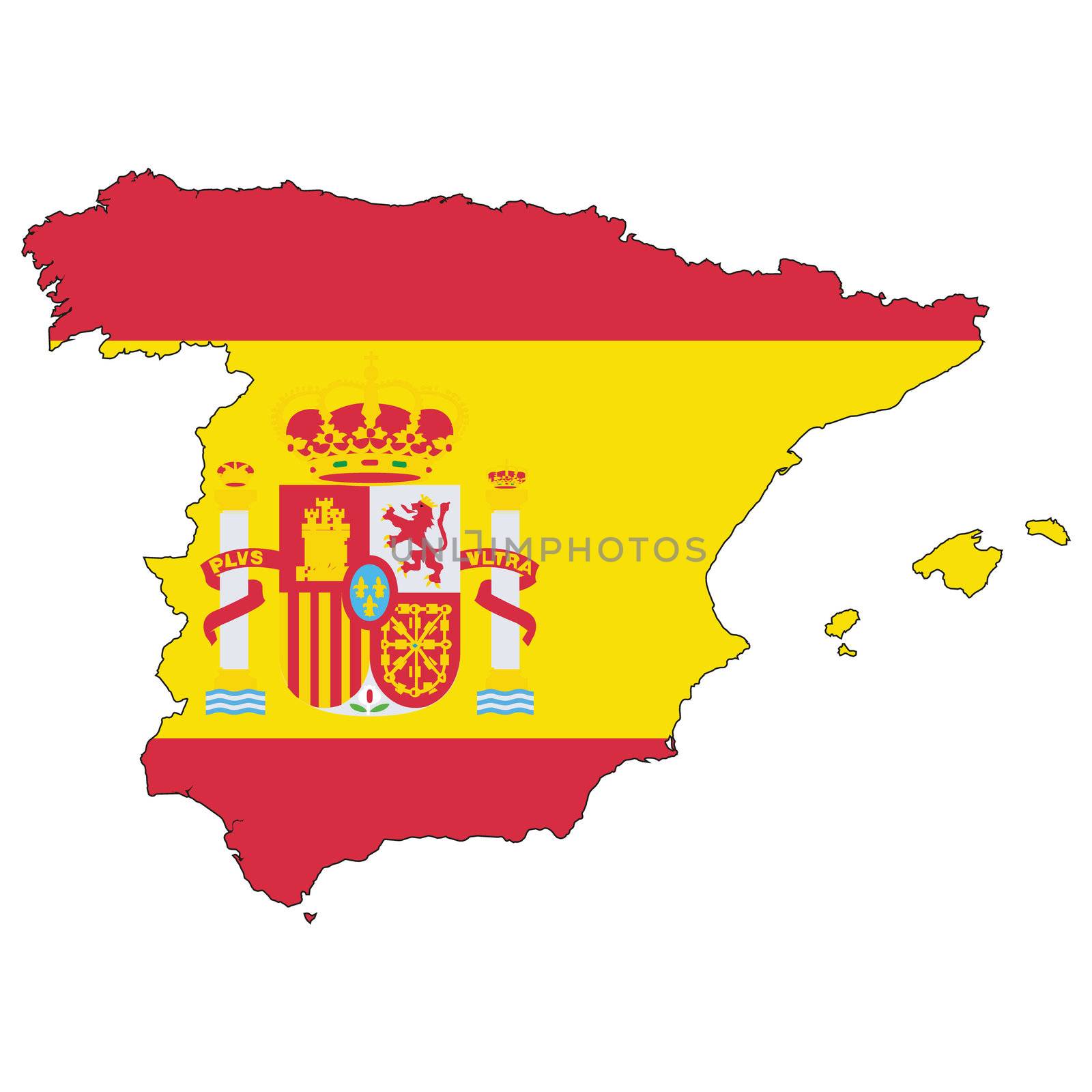 Country outline with the flag of Spain by DragonEyeMedia