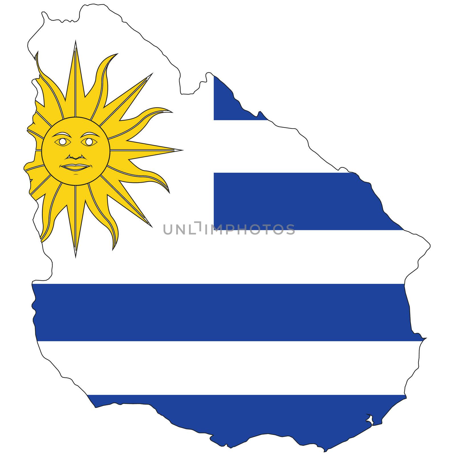 Country outline with the flag of Uruguay in it