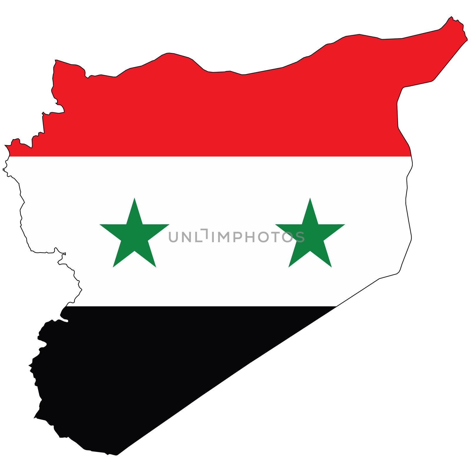 Country outline with the flag of Syria by DragonEyeMedia