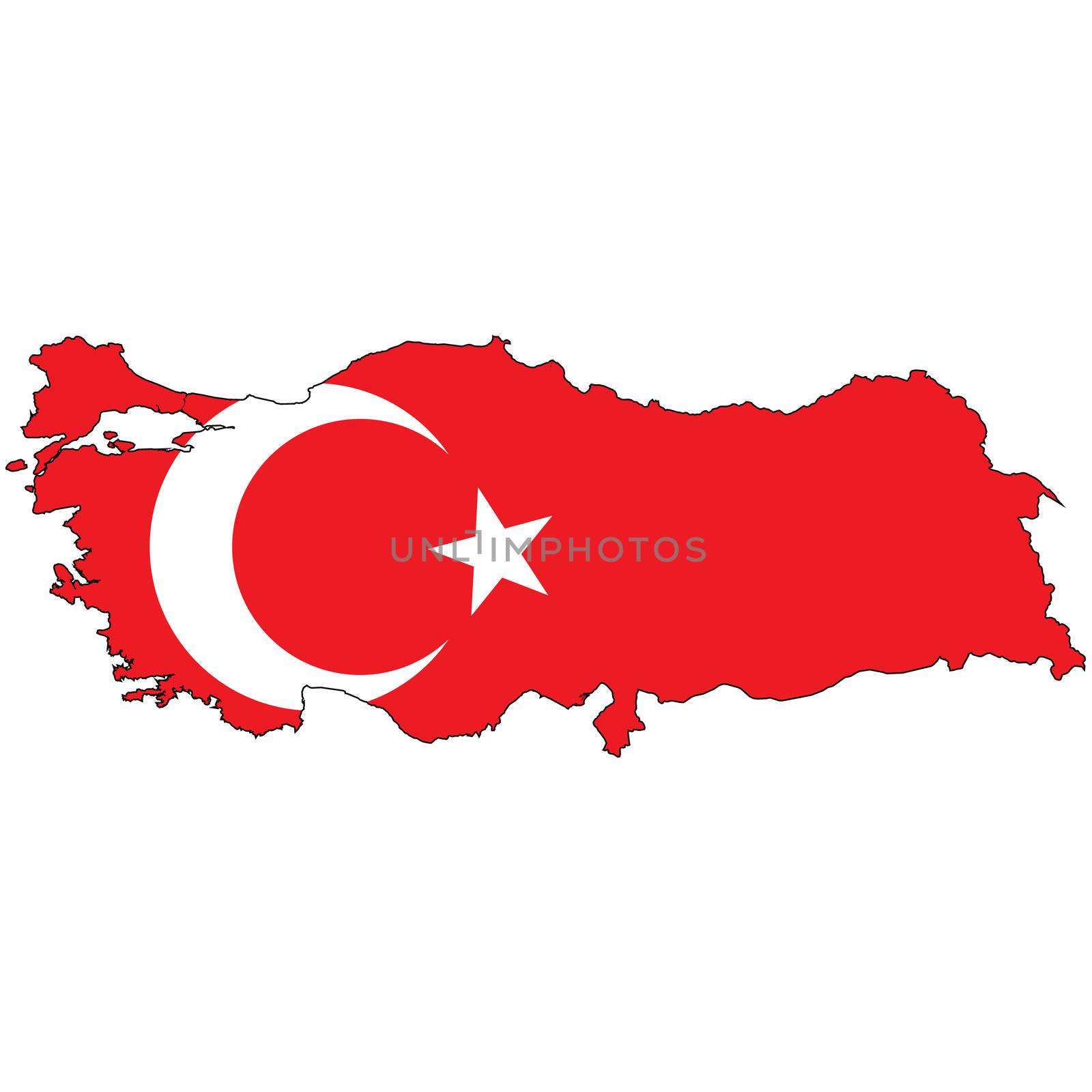 Country outline with the flag of Turkey by DragonEyeMedia