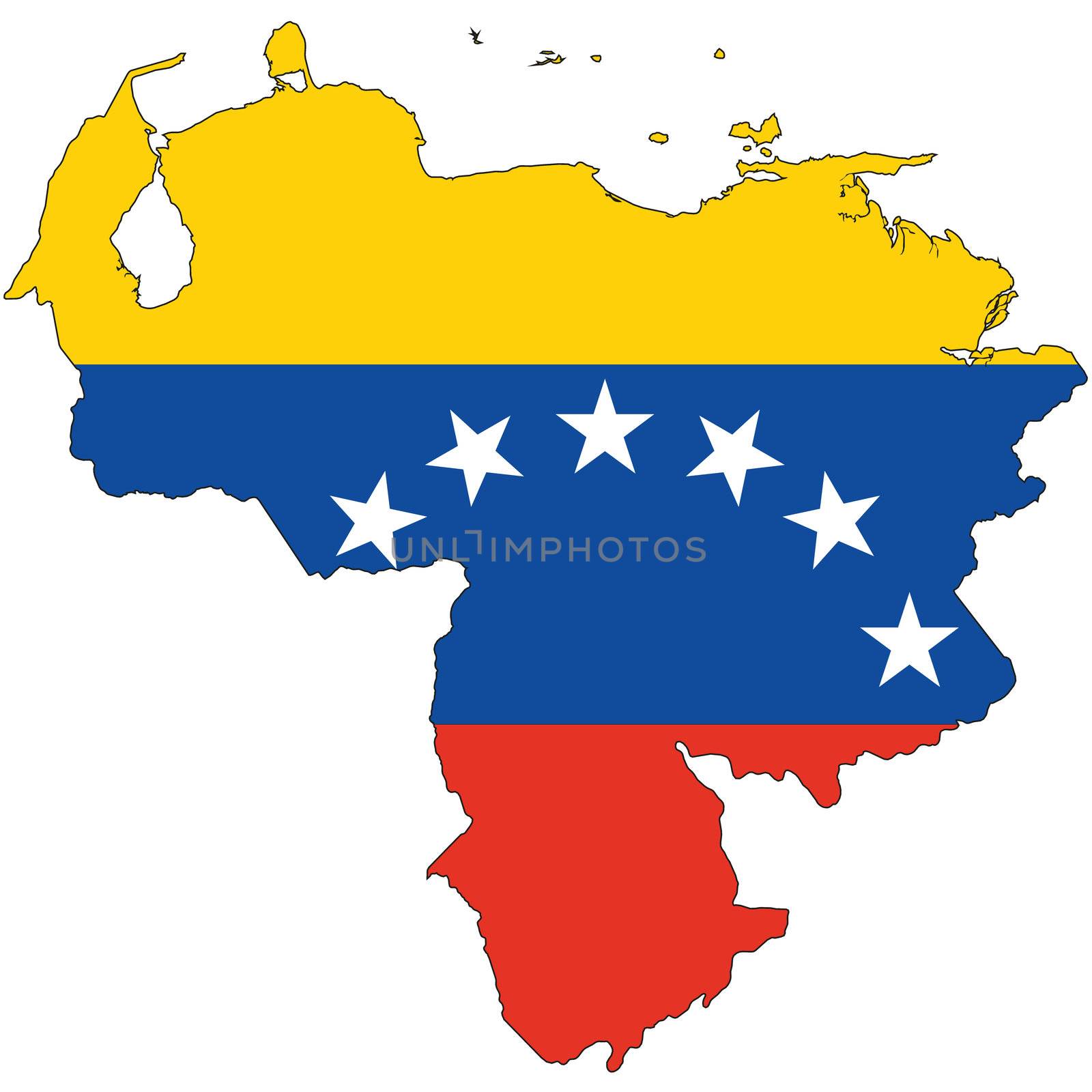 Country outline with the flag of Venezuela by DragonEyeMedia