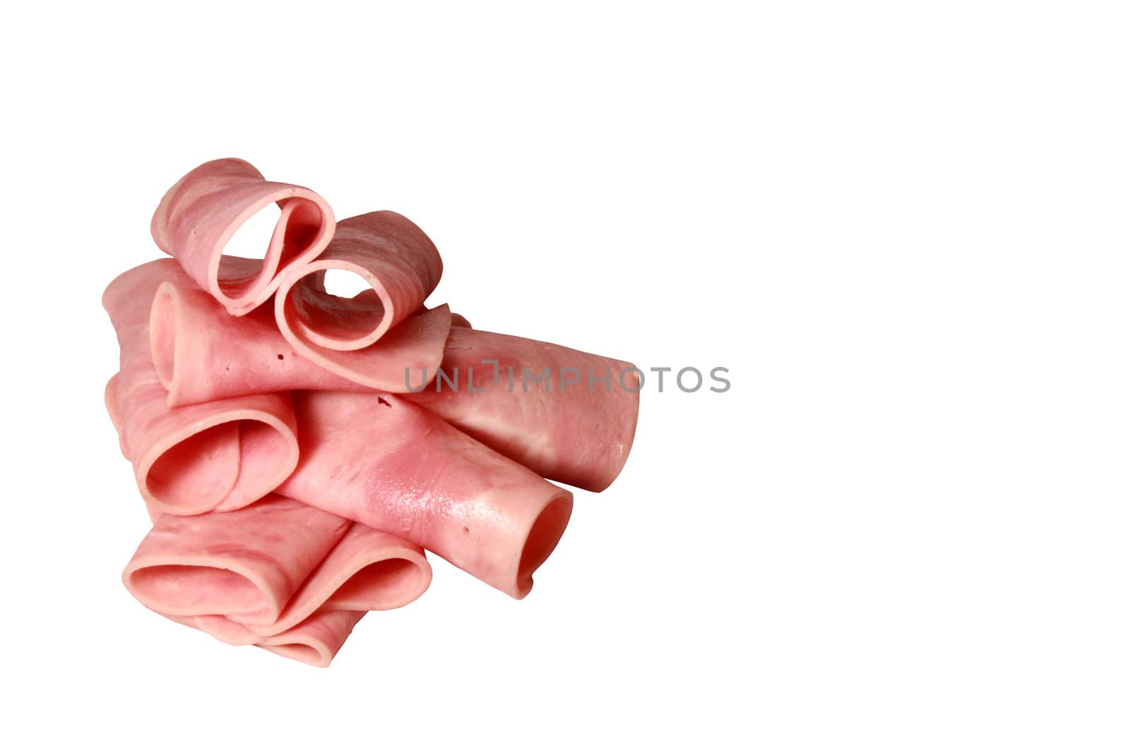 Rolled ham isolated on white background