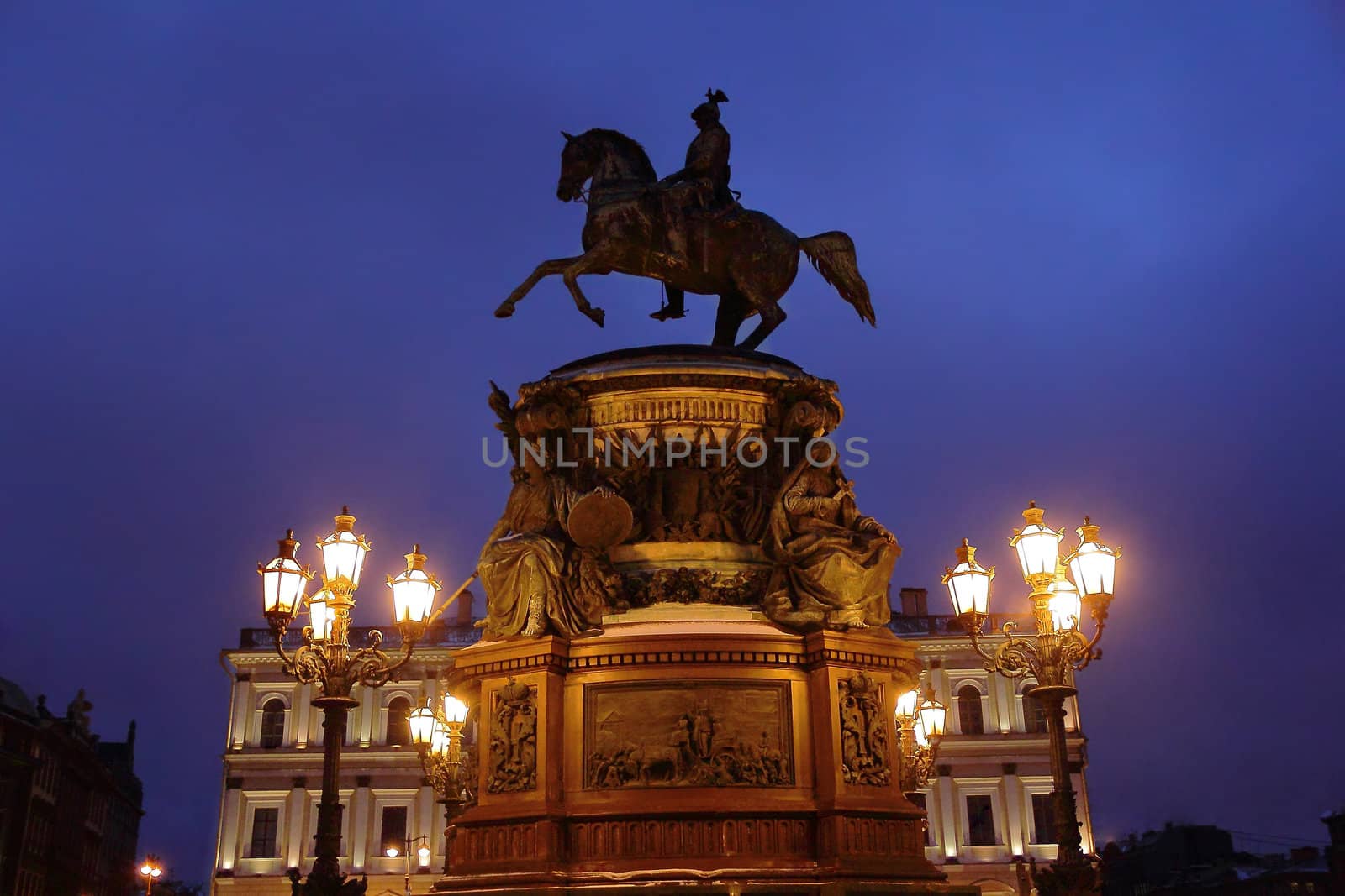Image of sculpture Russian emperor on horse in Petersburg