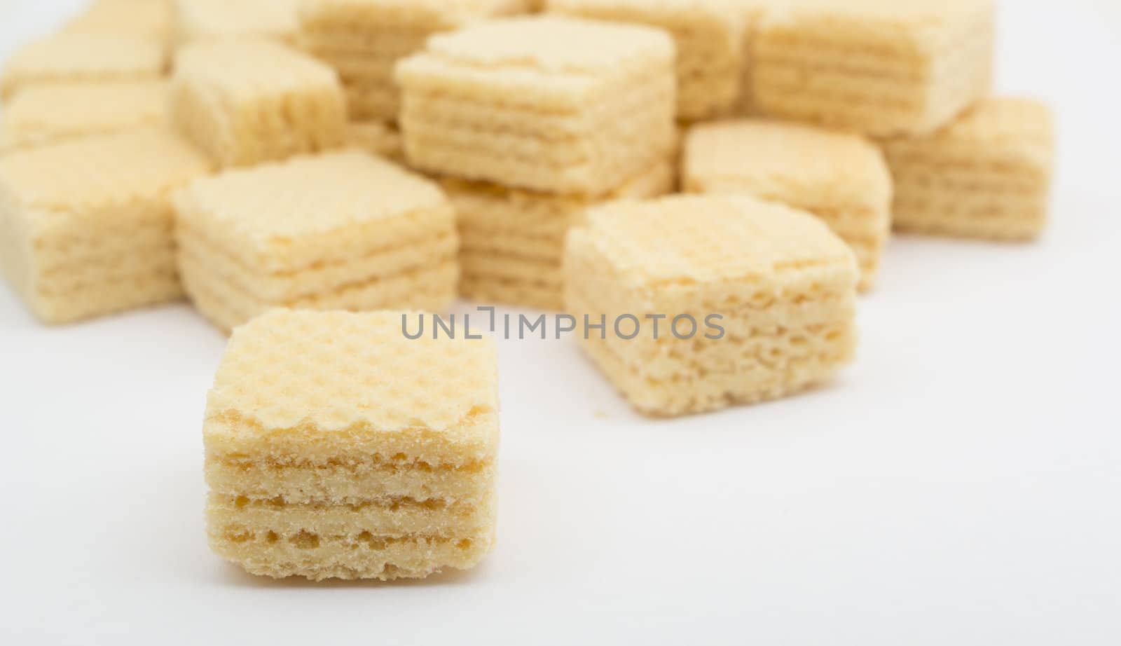 Wafers or honeycomb waffles on white background