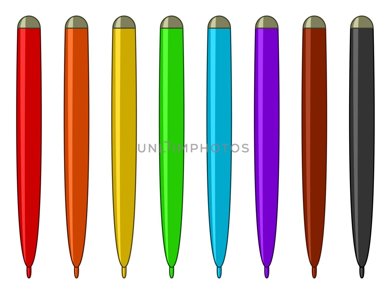 Set of multicoloured felt-tip pens by alexcoolok