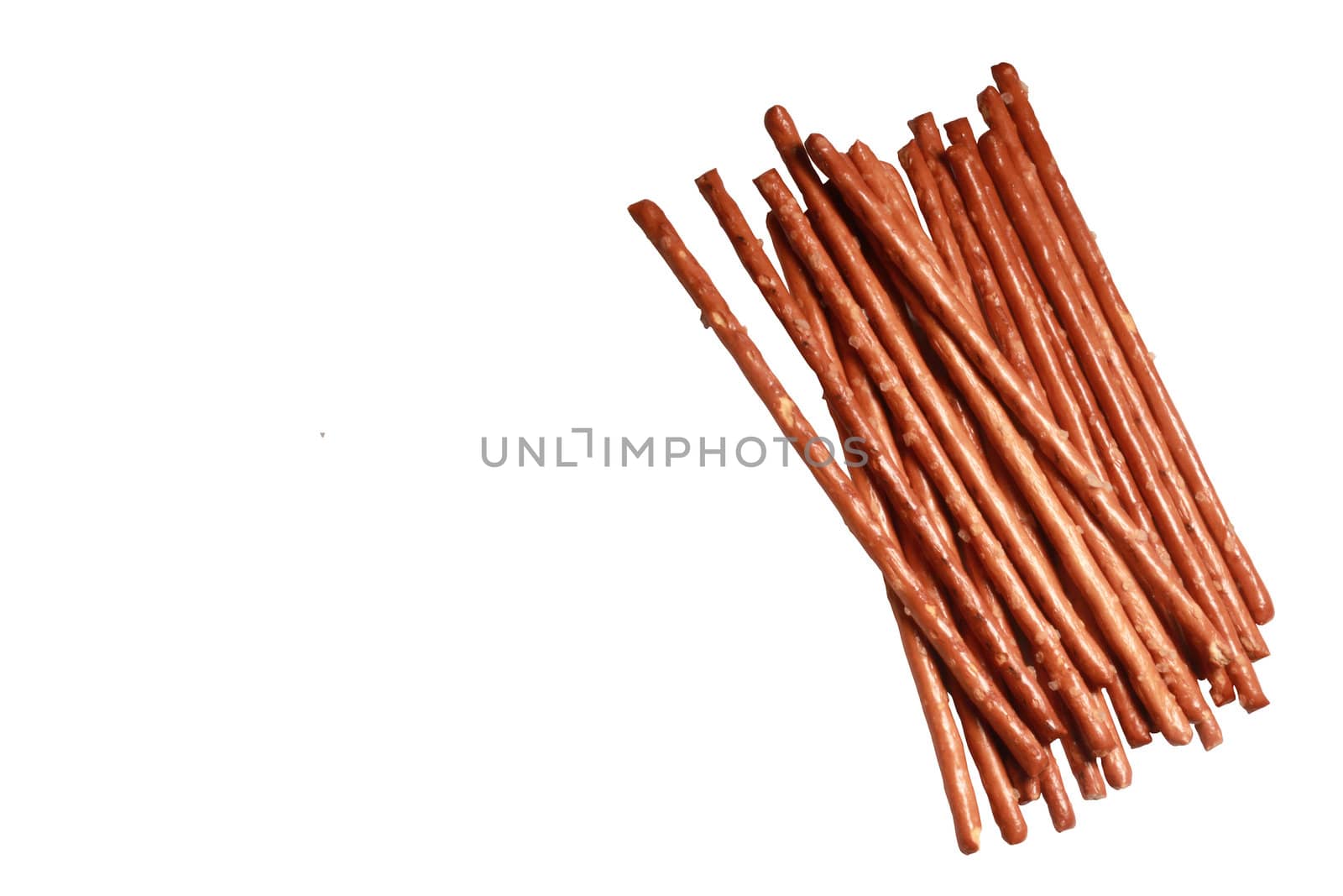 Crispy bread straw on white background