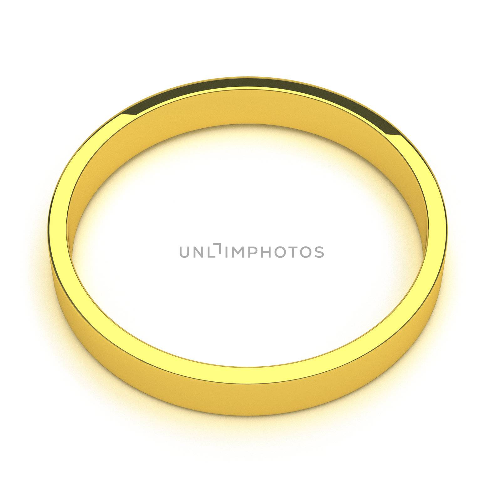 isolated gold ring, for conceptual usage, 3d rendering.