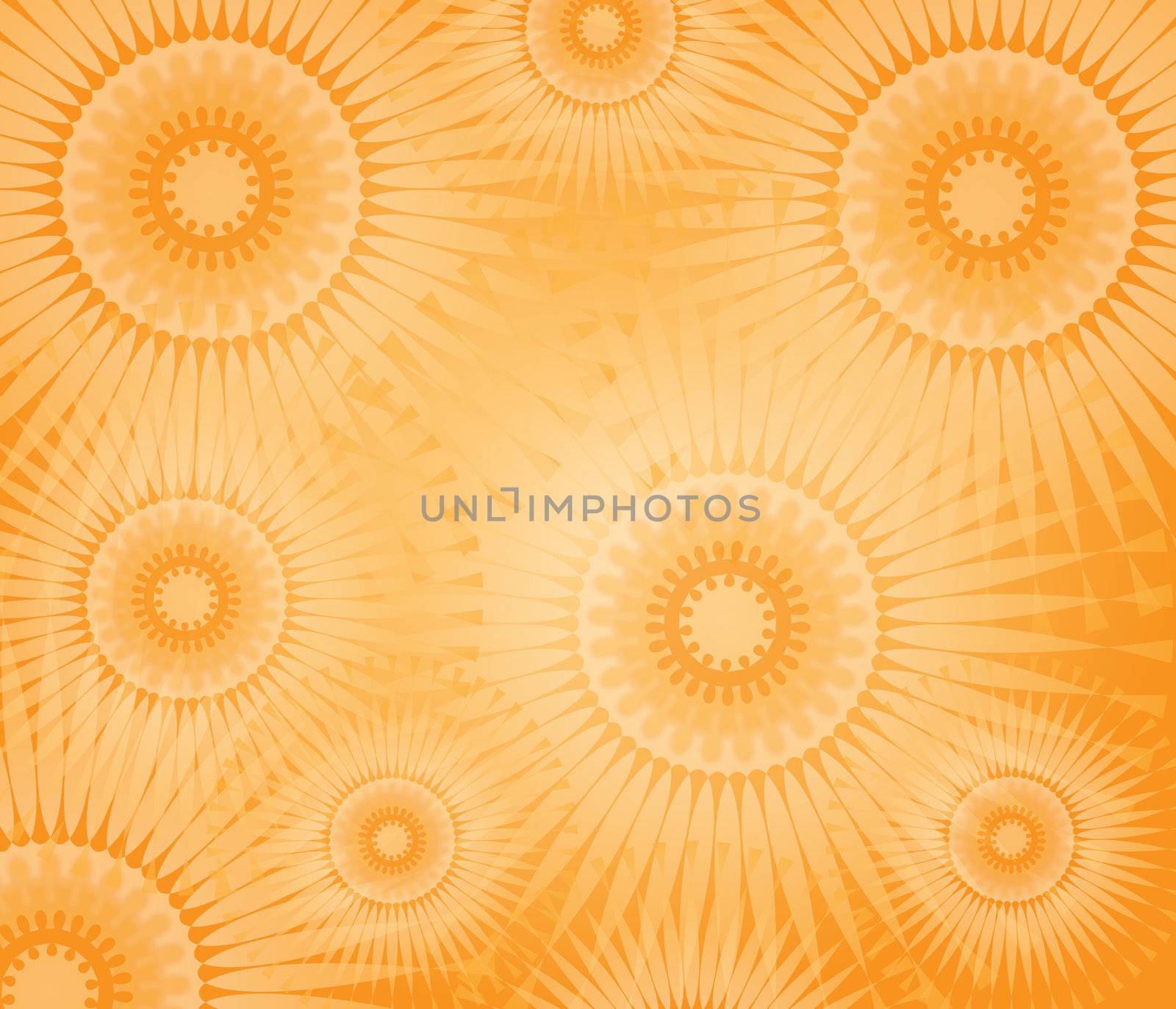 abstract background sun rosette decorated in red and orange