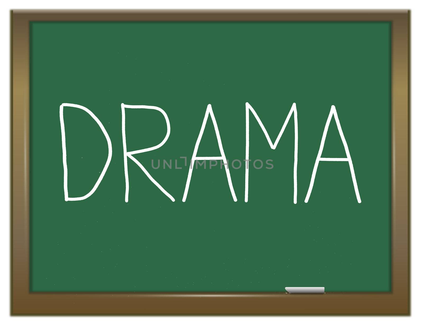 Illustration depicting a green chalkboard with a drama concept.