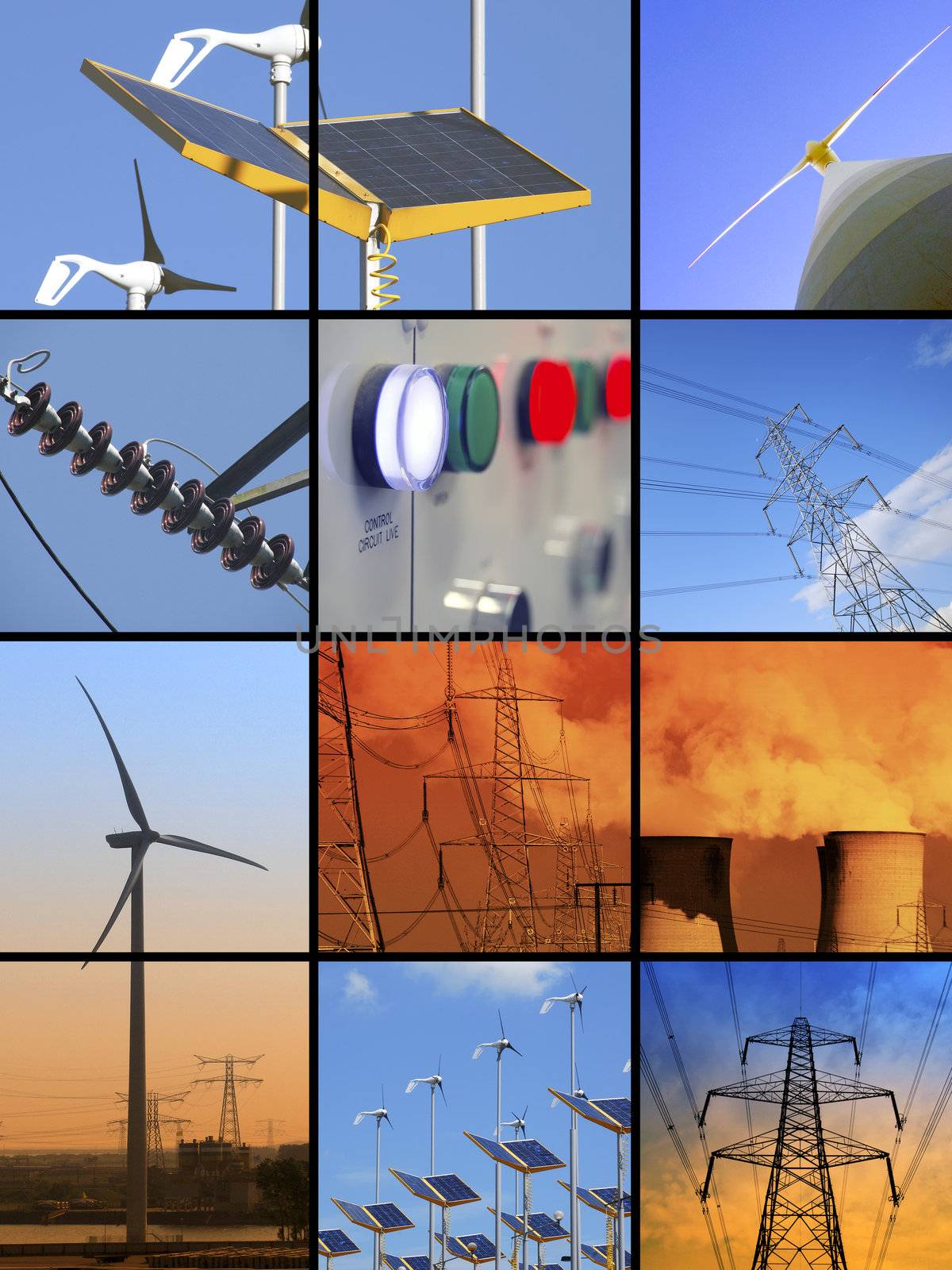 Set of twelve images relating to electricity