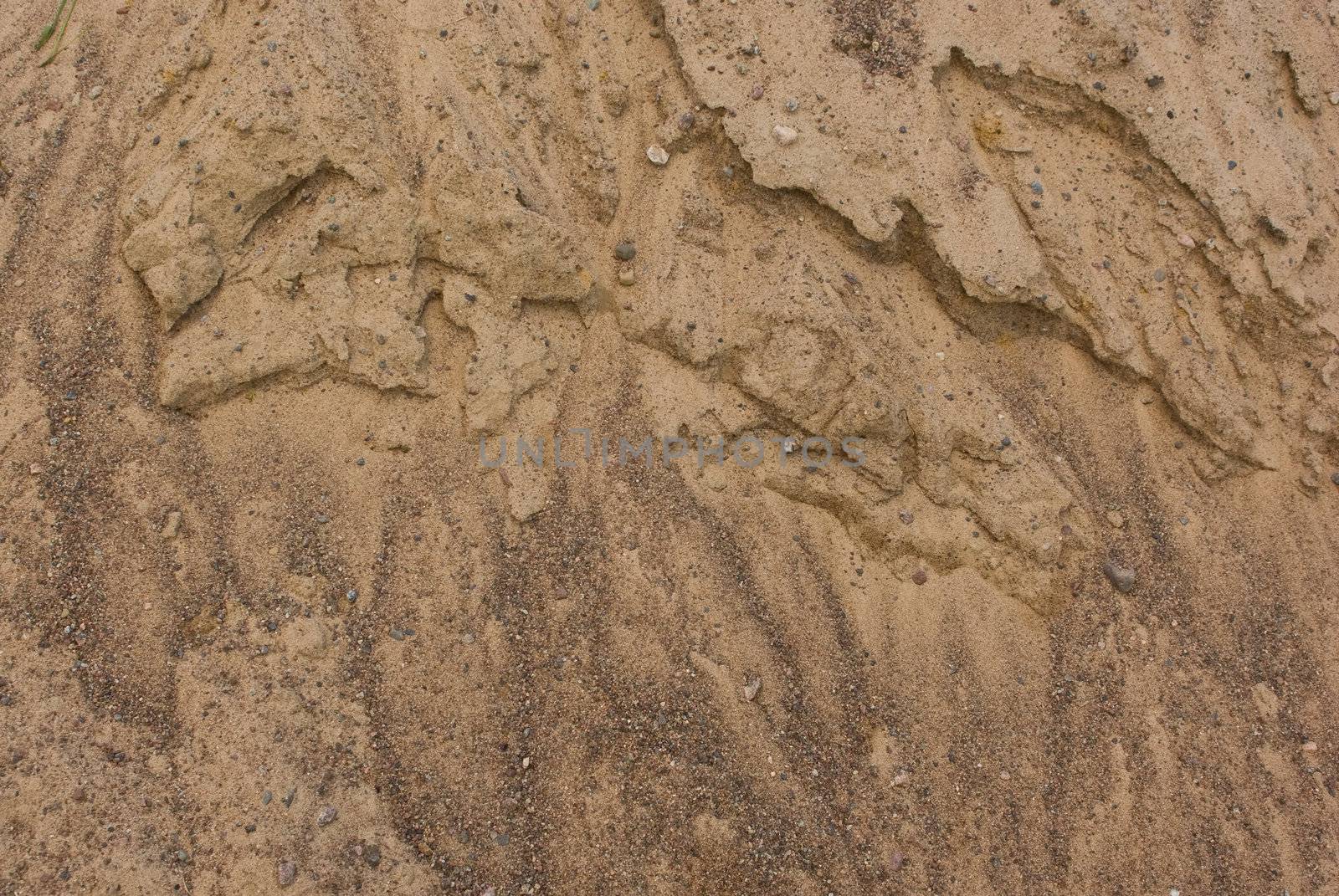 Weathered texture of sand pile surface as background