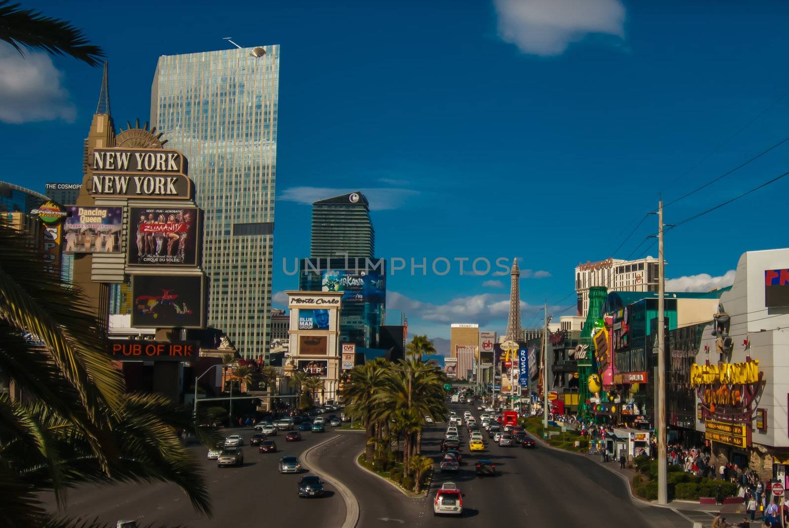 World famous Vegas Strip in Las Vegas, Nevada as seen on February 6, 2013. Stretching 4.2 miles, the Strip is home to the largest hotels and casinos in the world.