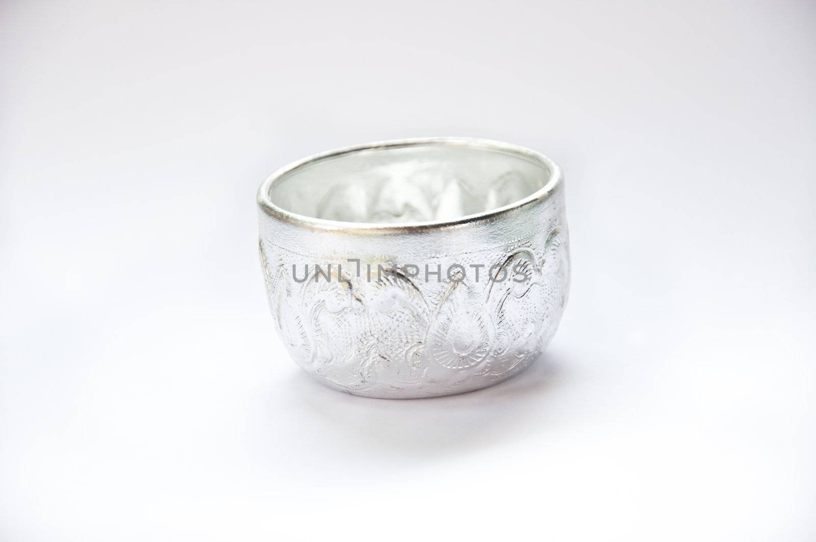 stainless tumbler on white background