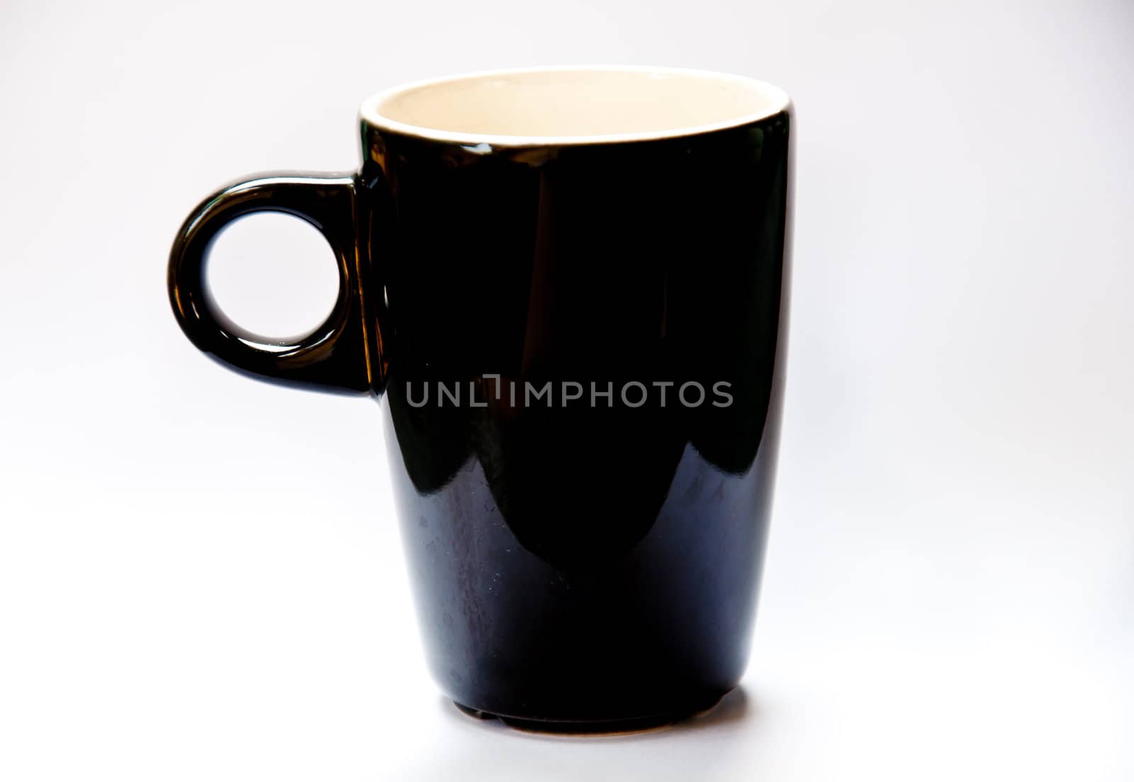 black cup of coffee on white background