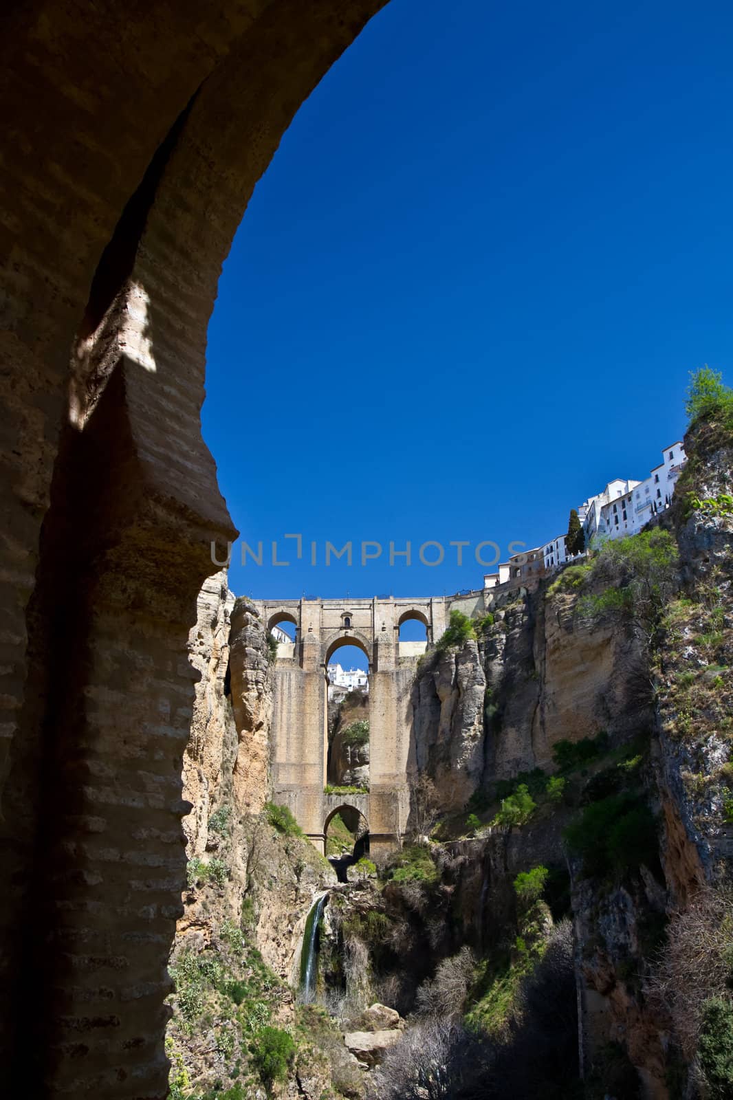 Ronda's amazing bridge shot from inside the ruins. Spain.