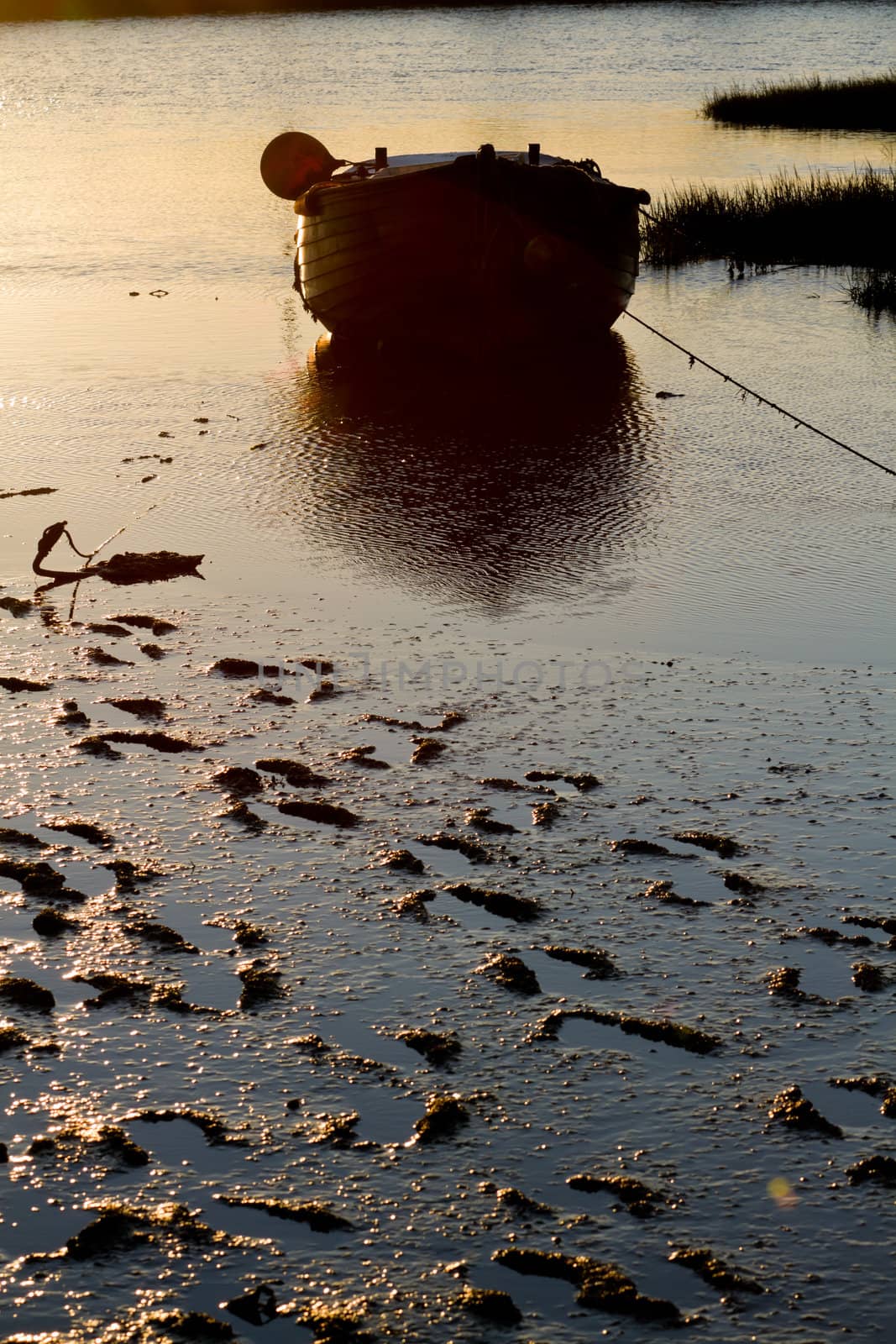 An old wooden fishing boat takes the morning off.Kent UK.