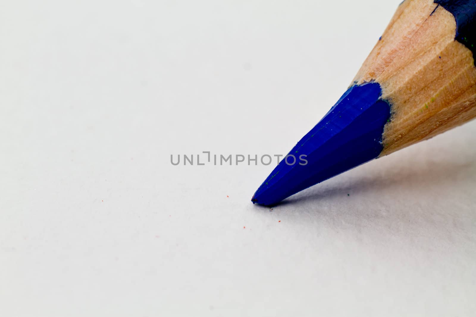 Close up of a Blue water soluble pencil tip.