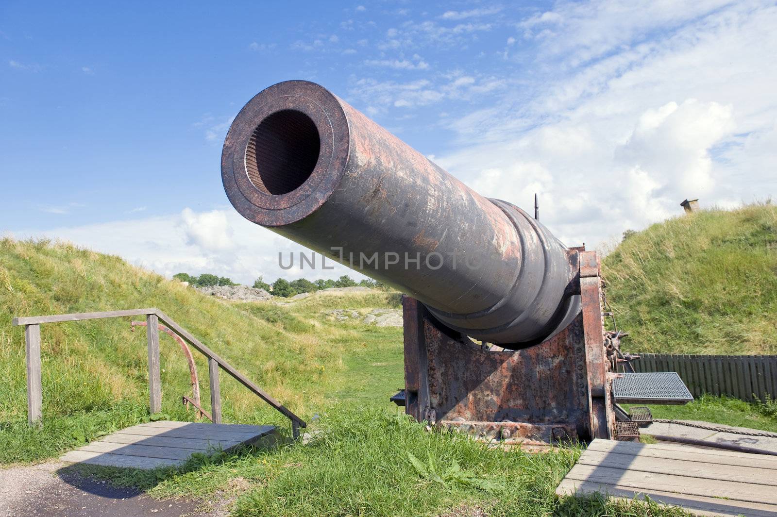 Old gun  in a fortress of Sveaborg, Finland. Taken on July 2011.