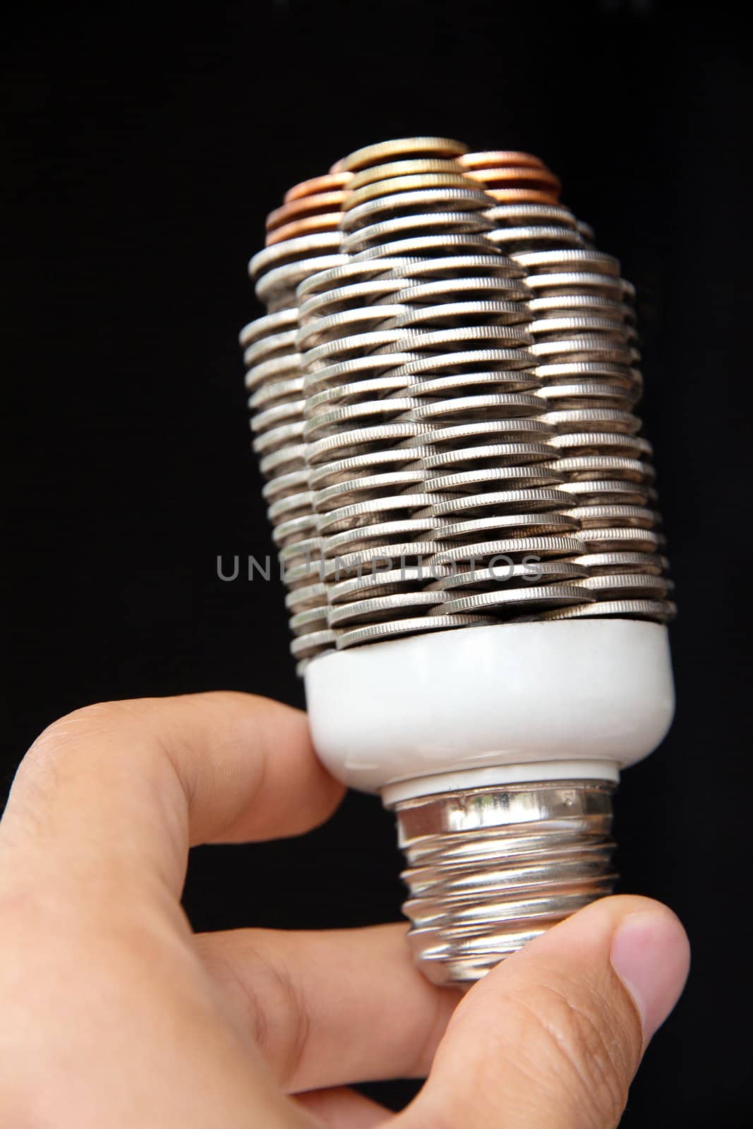 abstract image of coin light bulb