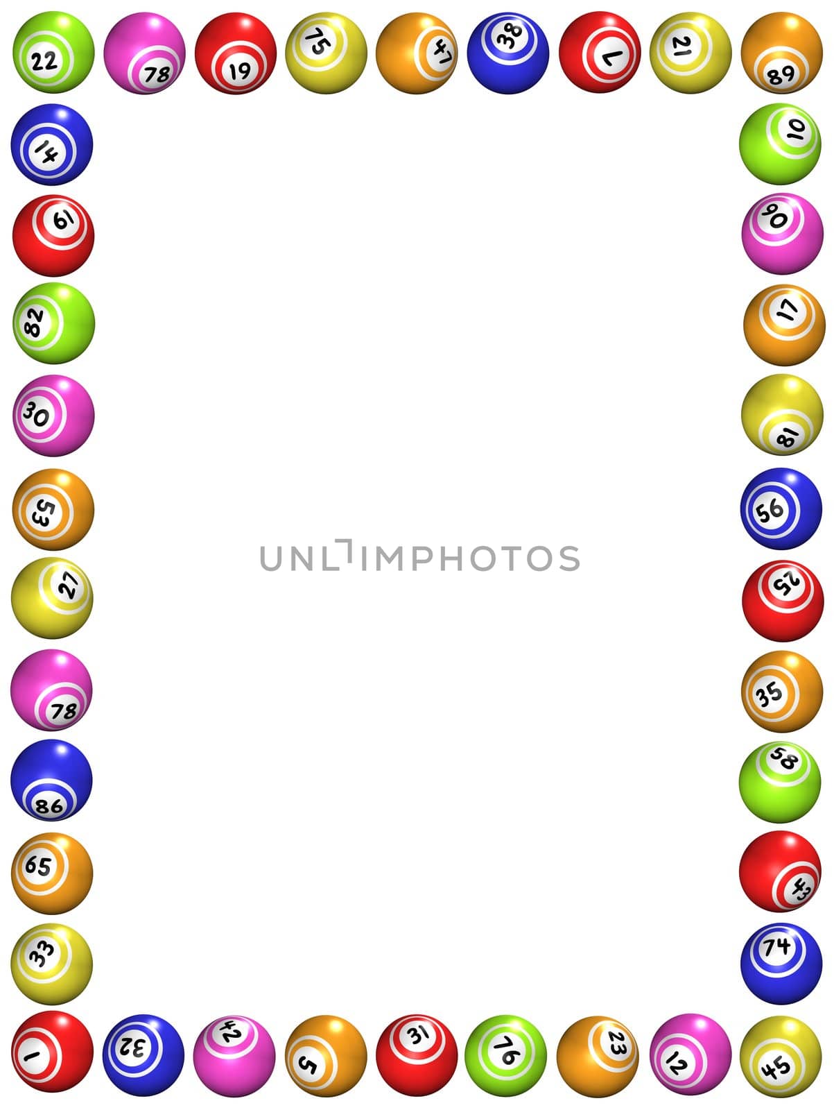 Illustrated frame made of bingo balls