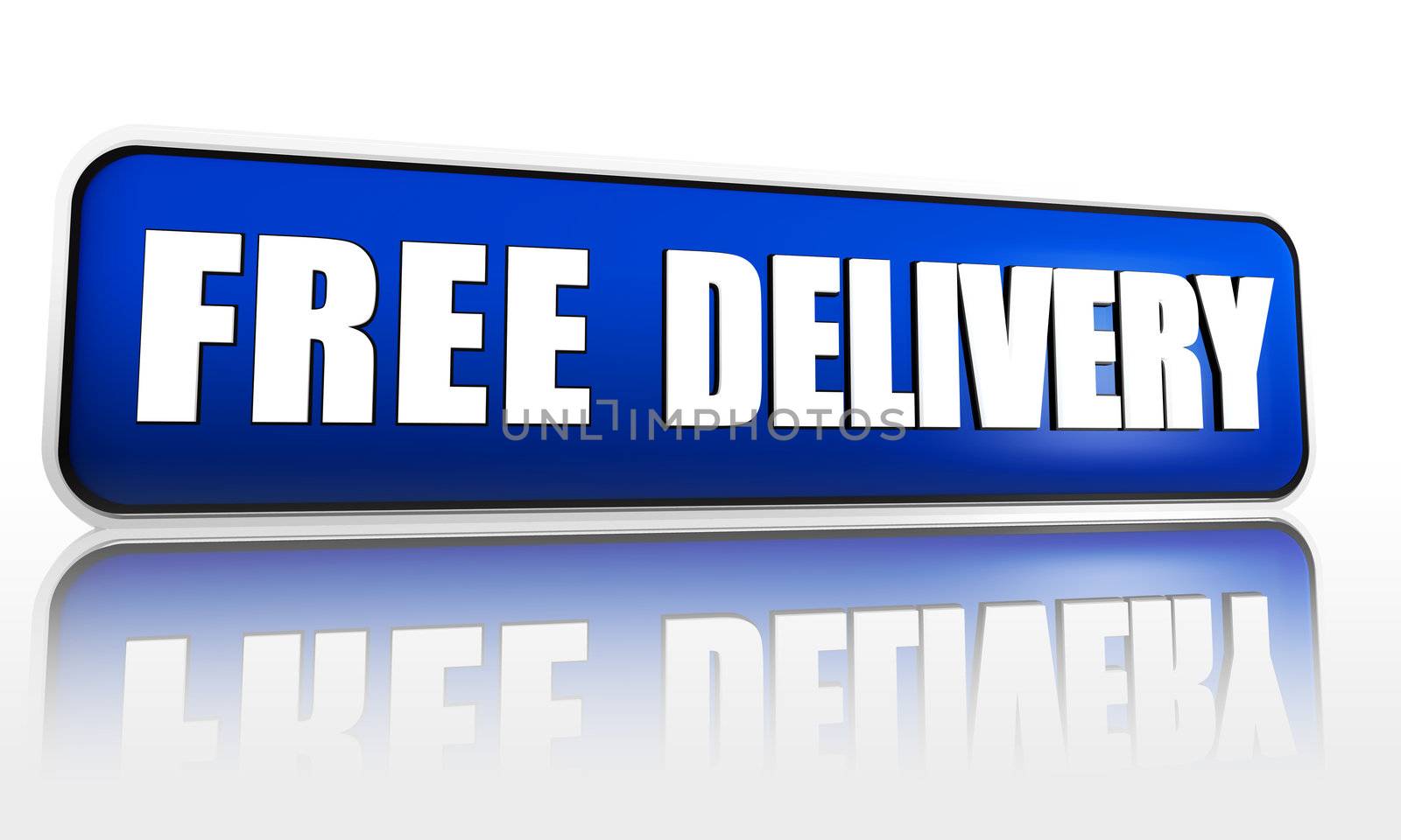 free delivery button - 3d blue banner with white text, business concept
