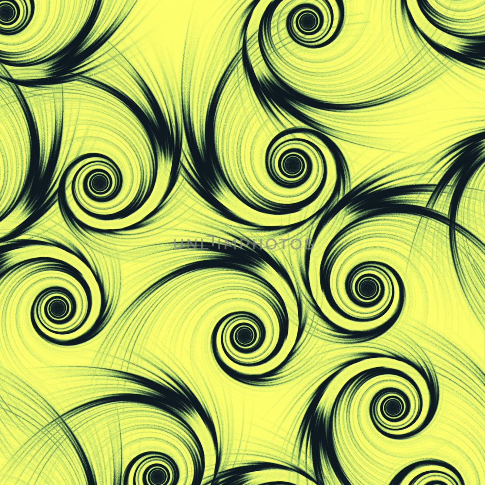 abstract background with black spirals over yellow green