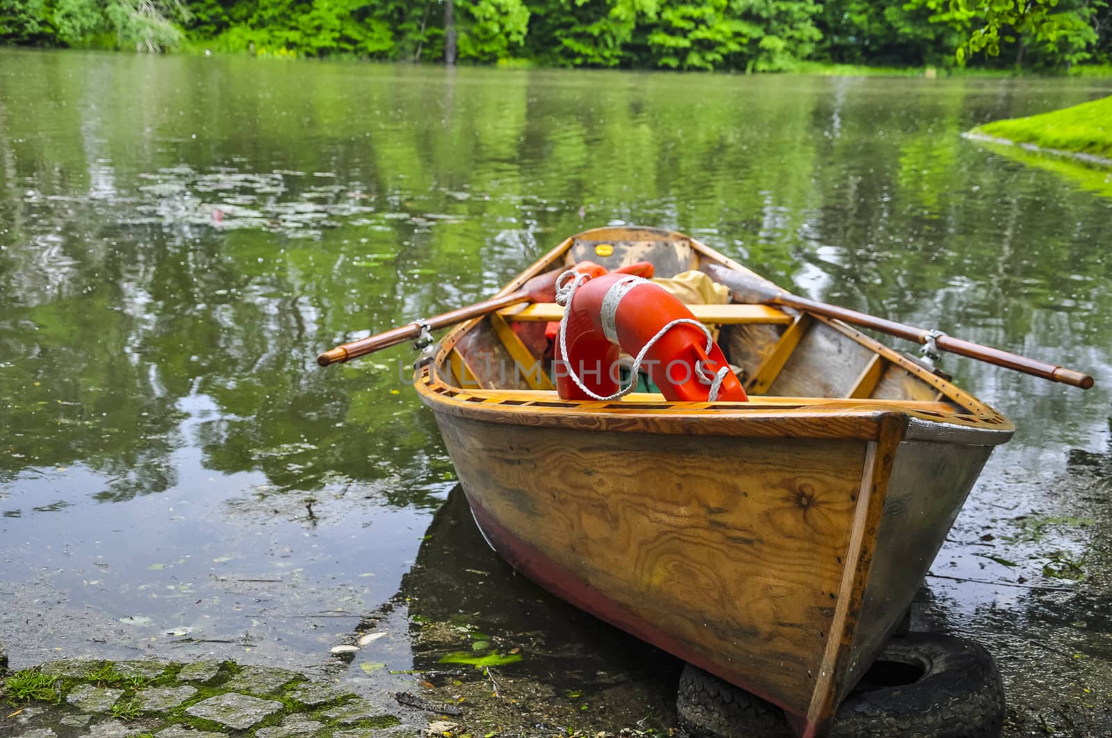 Small boat on a lake in poland