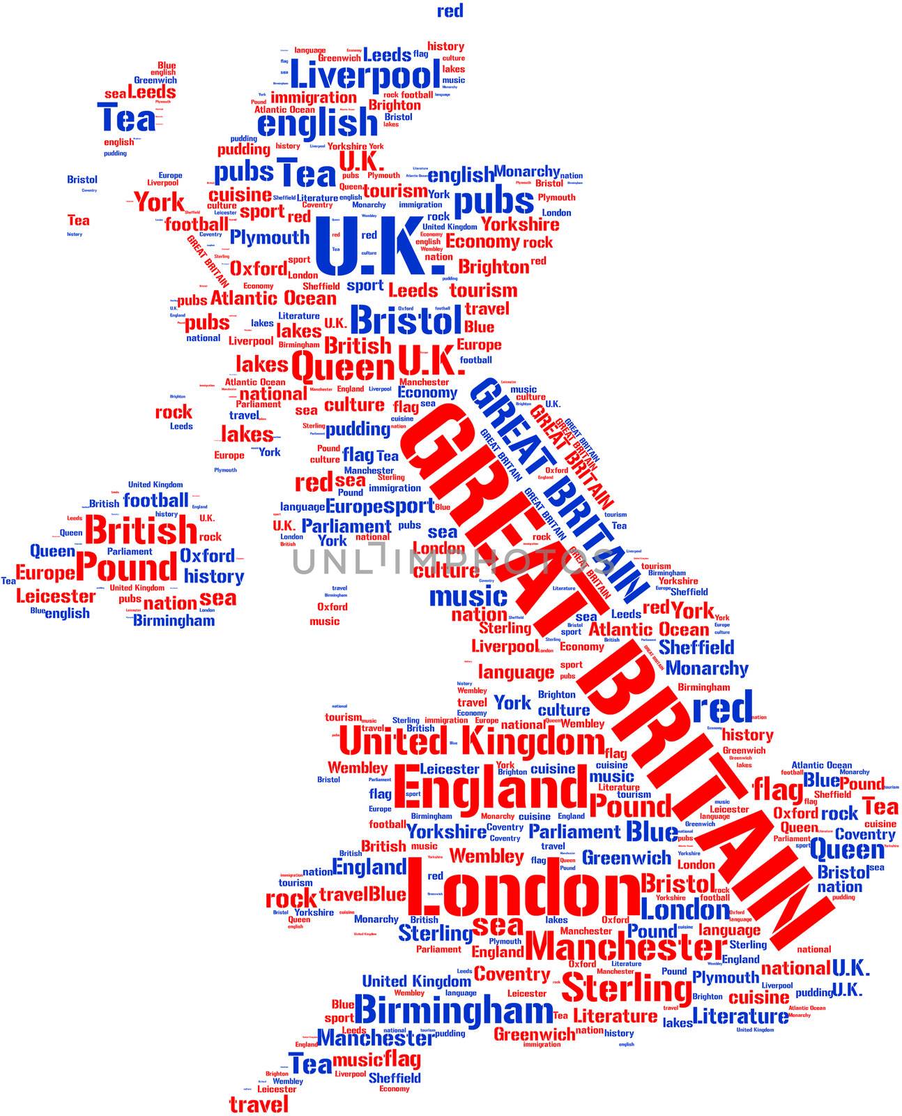United Kingdom states in tag cloud of map by lifeinapixel